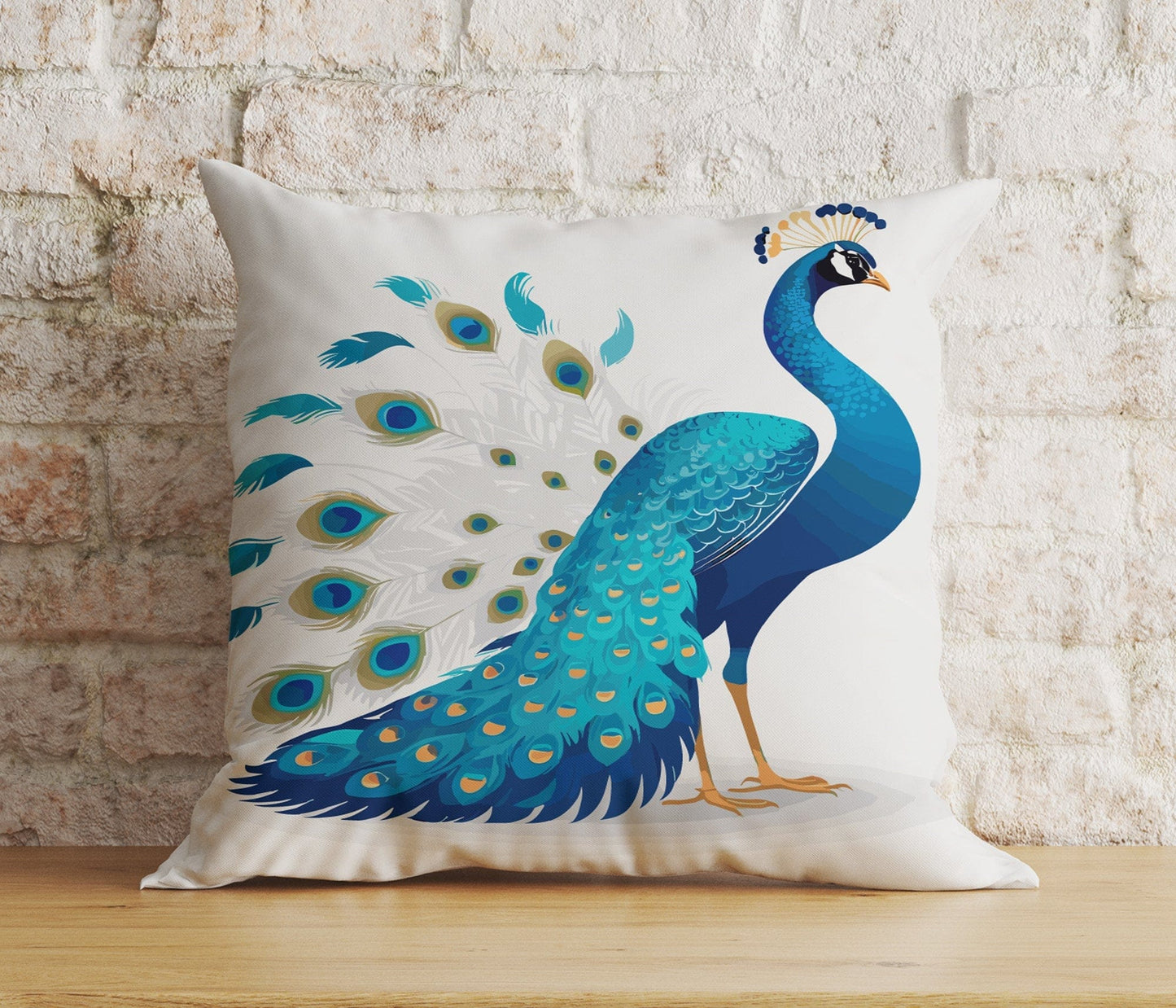 Onay Home Textile Cushion Covers 1 / 12 x 12 inch (30 x 30 cm) Double Side Peacock Pillow Cover Bird Feather Colorful Cushion Covers