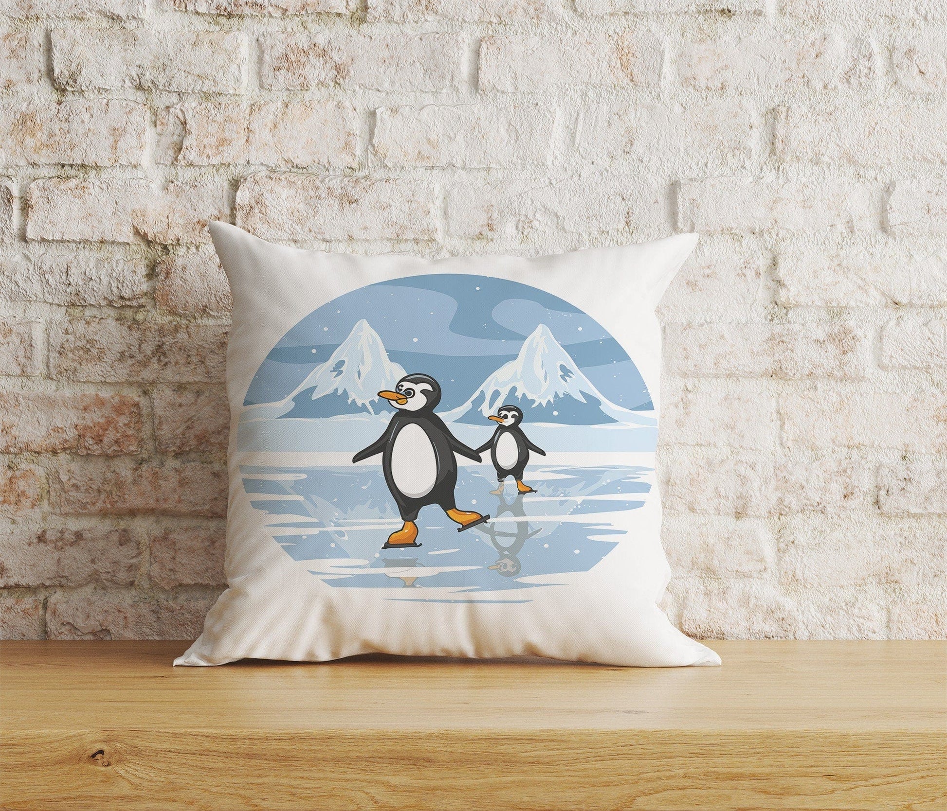 Onay Home Textile Cushion Covers 3 / 12 x 12 inch (30 x 30 cm) Double Side Penguin Cushion Cover Cute Penguin Pillow Cover Kids Room