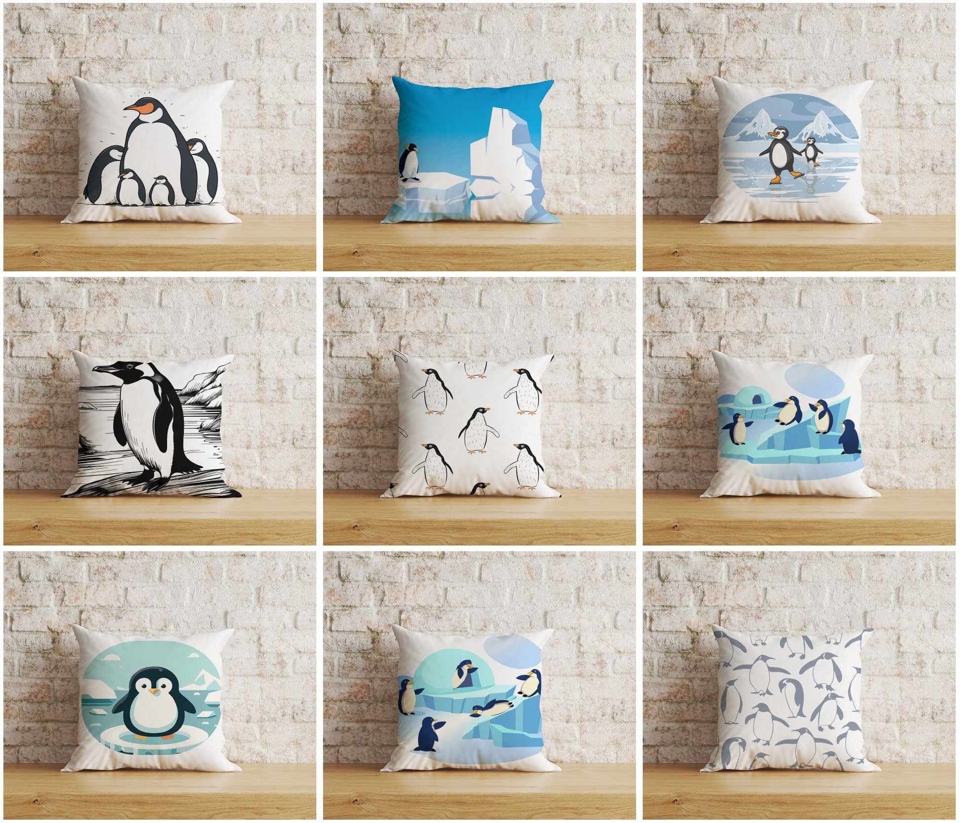 Onay Home Textile Cushion Covers Penguin Cushion Cover Cute Penguin Pillow Cover Kids Room