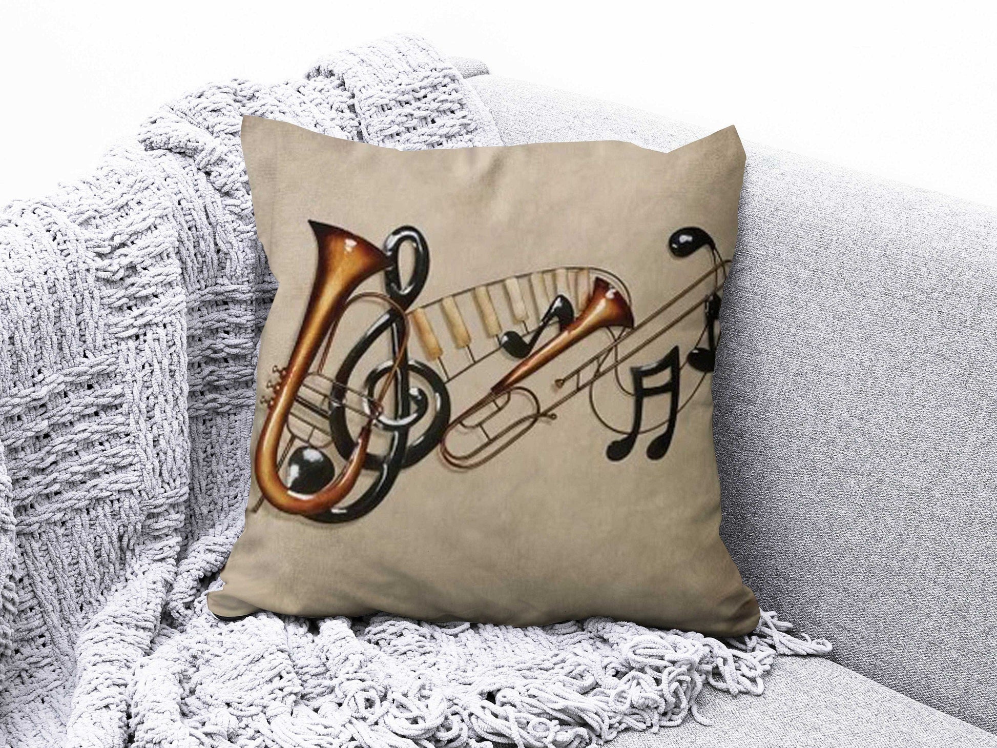 Onay 4 / 12 x 12 inch (30 x 30 cm) Piano Saxophone Guitar Music Decoration Cushion Cover