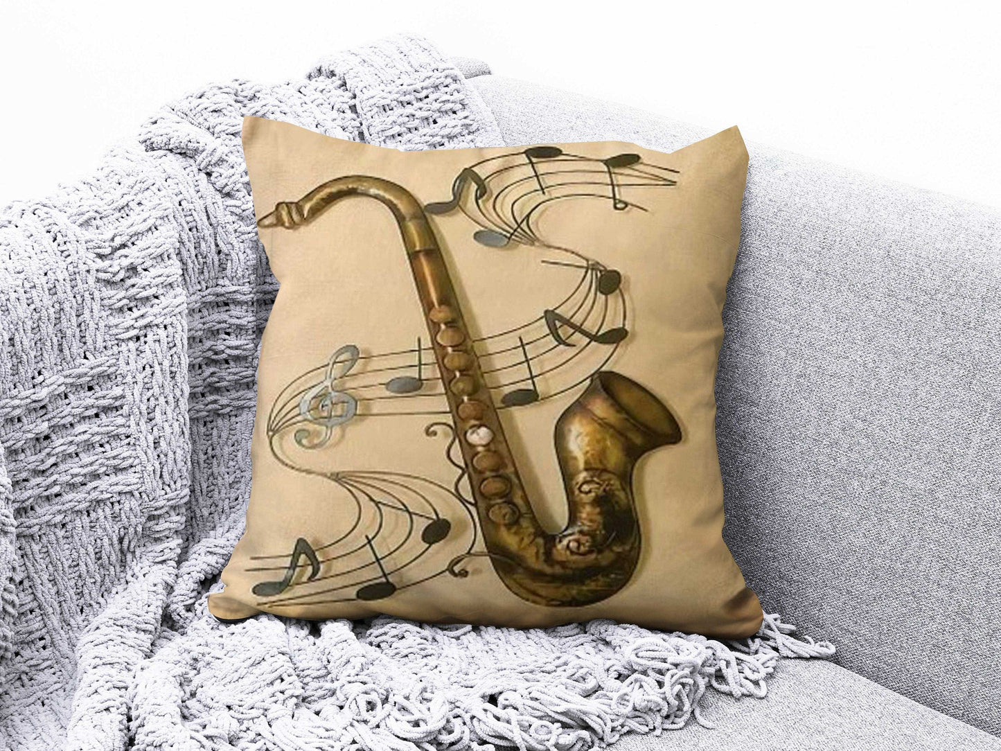 Onay 3 / 12 x 12 inch (30 x 30 cm) Piano Saxophone Guitar Music Decoration Cushion Cover
