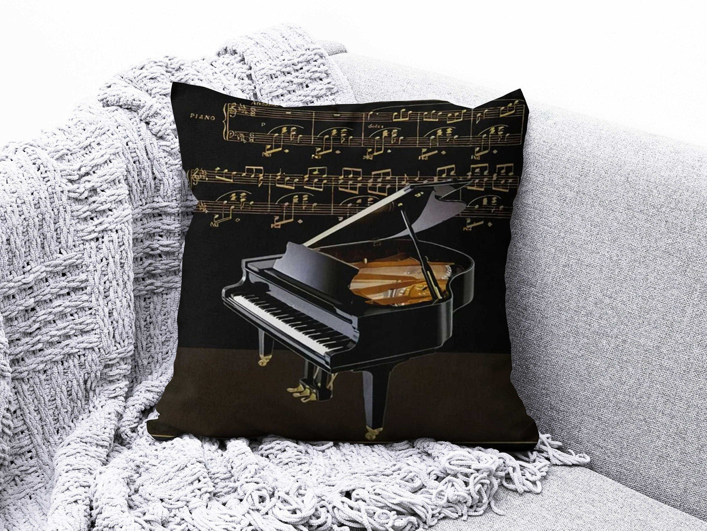 Onay 2 / 12 x 12 inch (30 x 30 cm) Piano Saxophone Guitar Music Decoration Cushion Cover