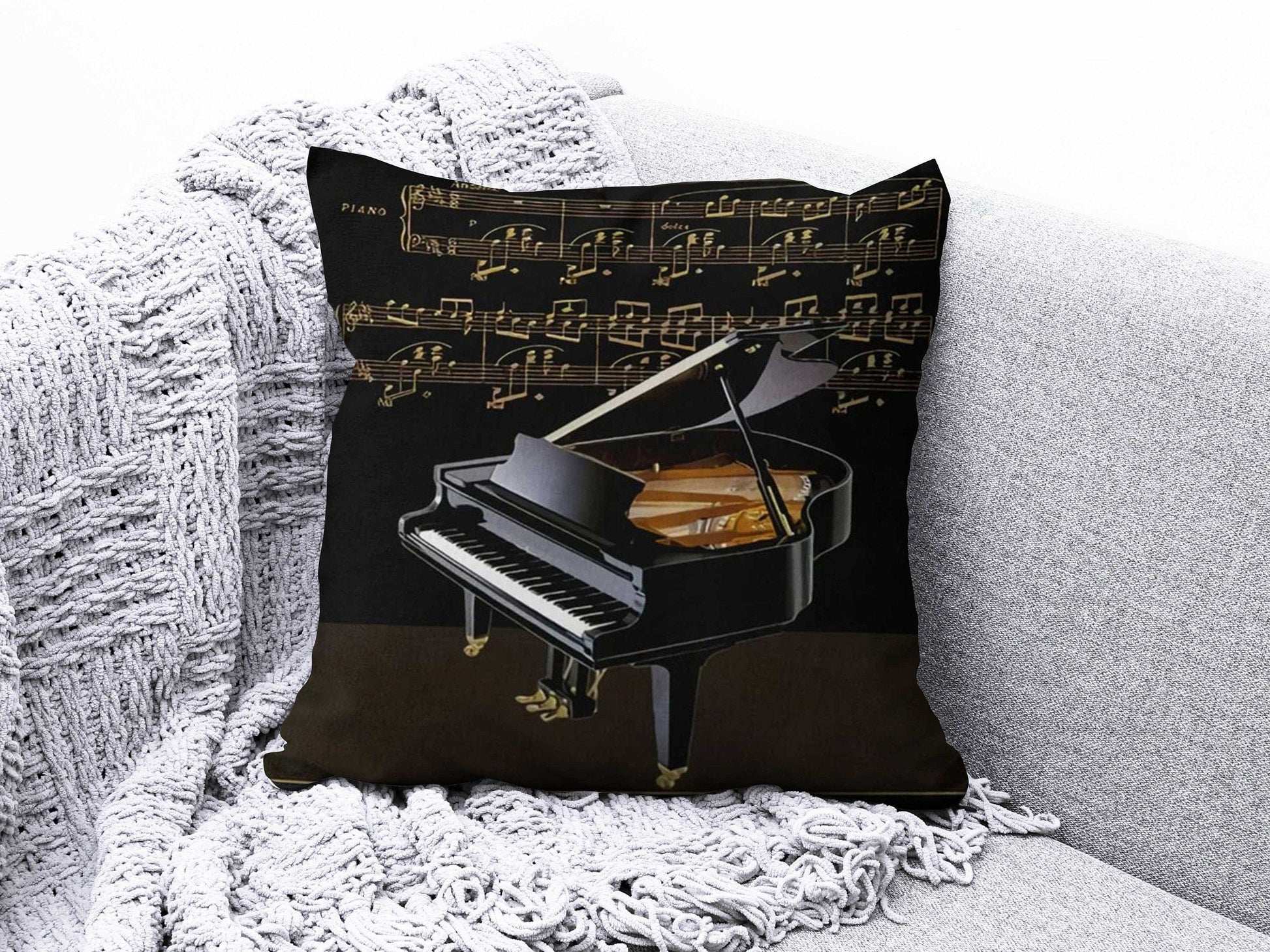 Onay 2 / 12 x 12 inch (30 x 30 cm) Piano Saxophone Guitar Music Decoration Cushion Cover