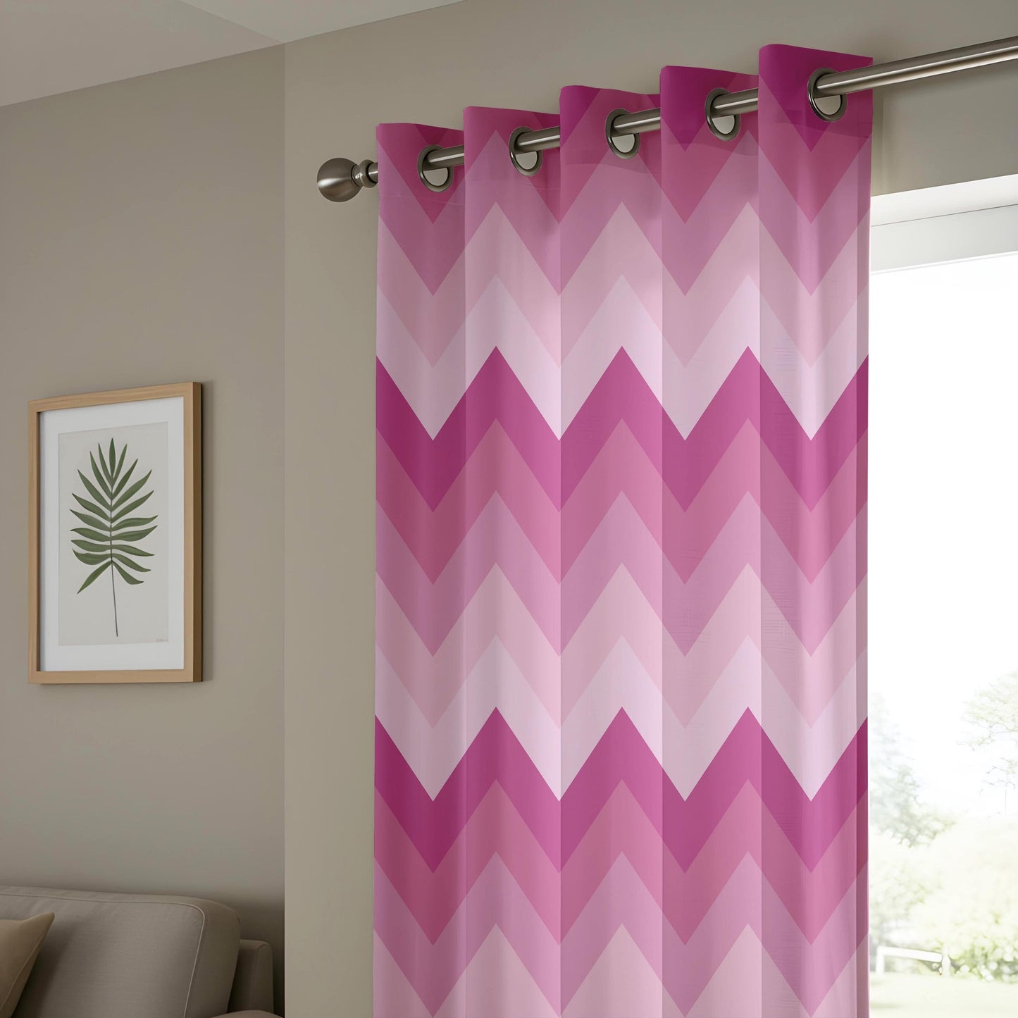 Onay Pink Chevron Pattern Curtains – Ombre Zigzag Drapes for Bold and Modern Feminine Interiors