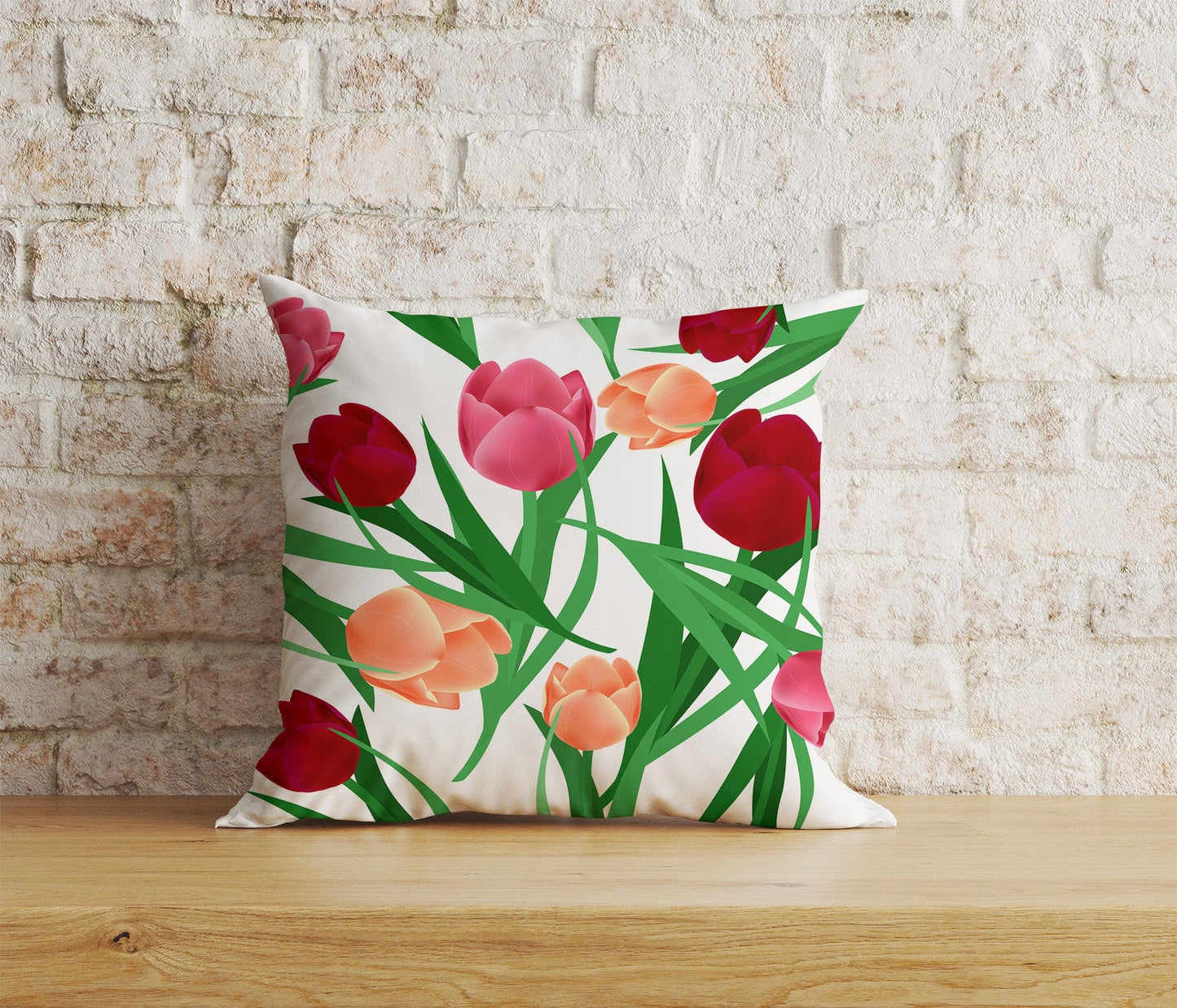 Onay Home Textile Cushion Covers 9 / 12 x 12 inch (30 x 30 cm) Double Side Pink Tulip Cushion Covers Decorative Floral Cushion Case