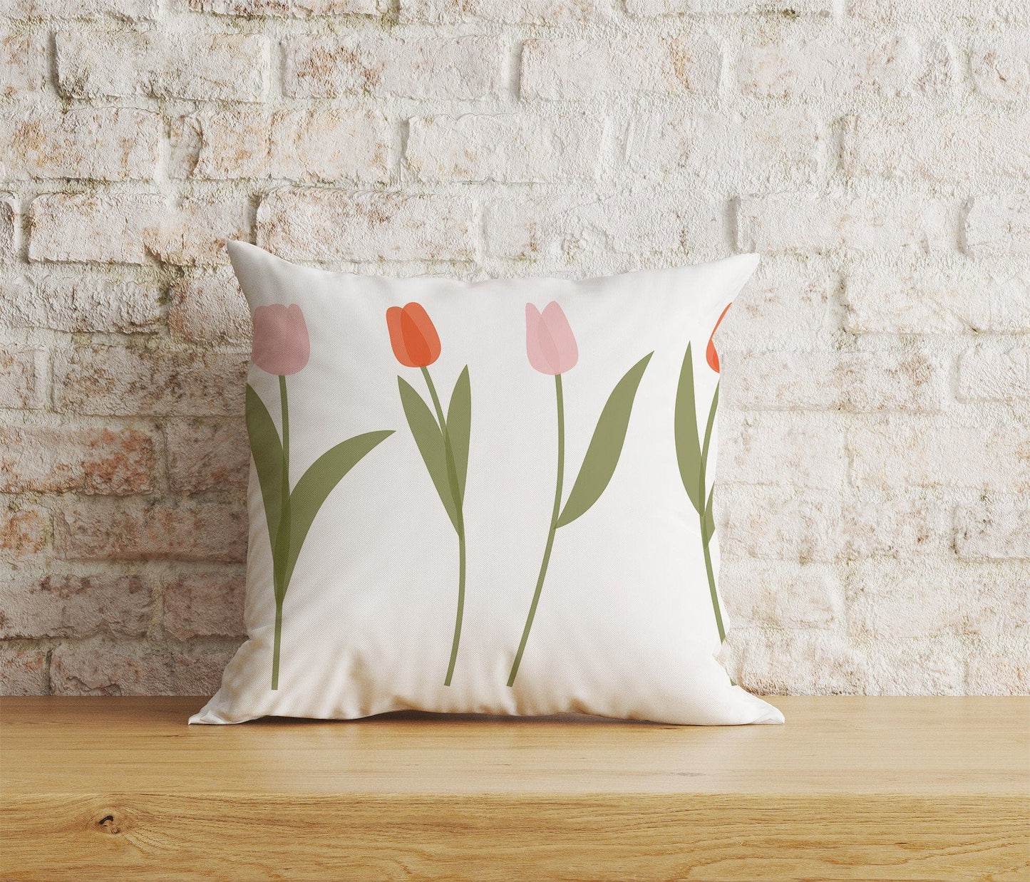 Onay Home Textile Cushion Covers 6 / 12 x 12 inch (30 x 30 cm) Double Side Pink Tulip Cushion Covers Decorative Floral Cushion Case