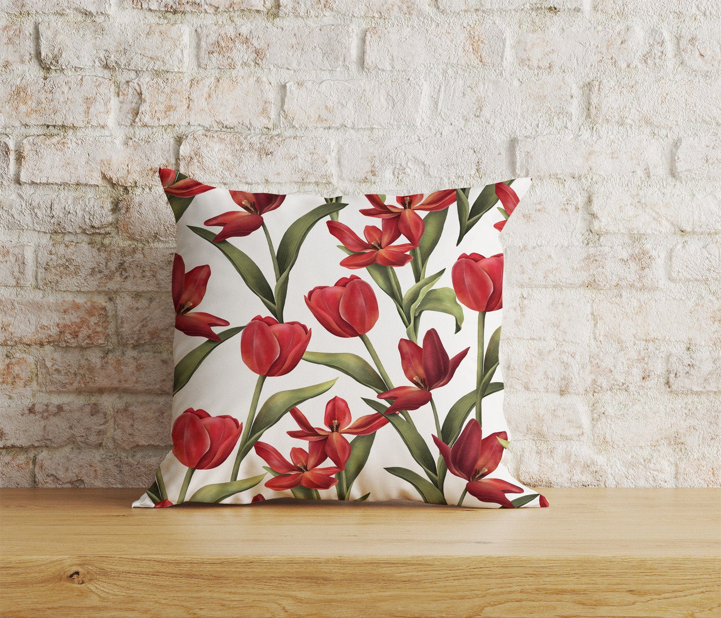 Onay Home Textile Cushion Covers 2 / 12 x 12 inch (30 x 30 cm) Double Side Pink Tulip Cushion Covers Decorative Floral Cushion Case