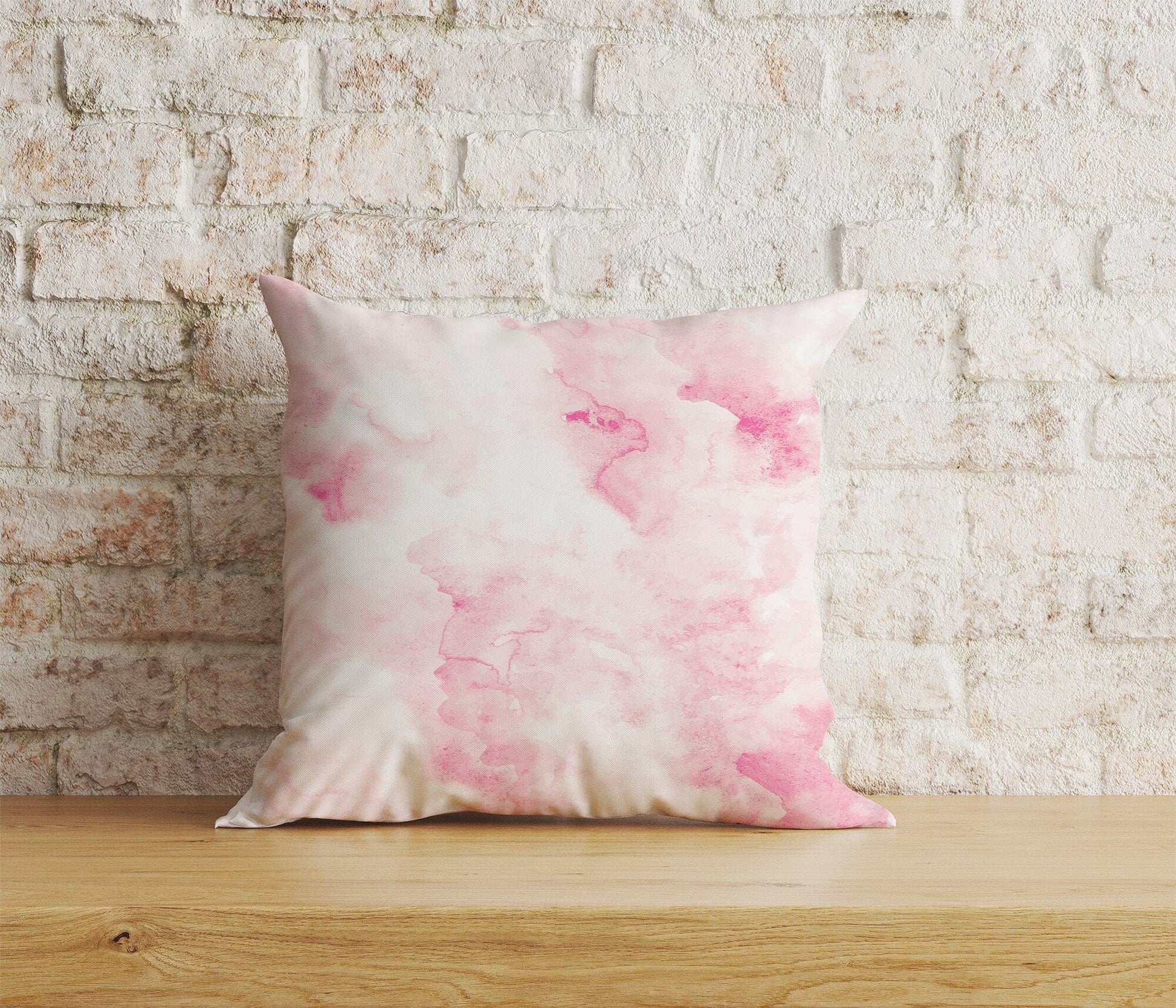 Onay Home Textile 9 / 12 x 12 inch (30 x 30 cm) Double Side Pink Watercolor Pattern Cushion Cover Pink Ebru Pillowcase