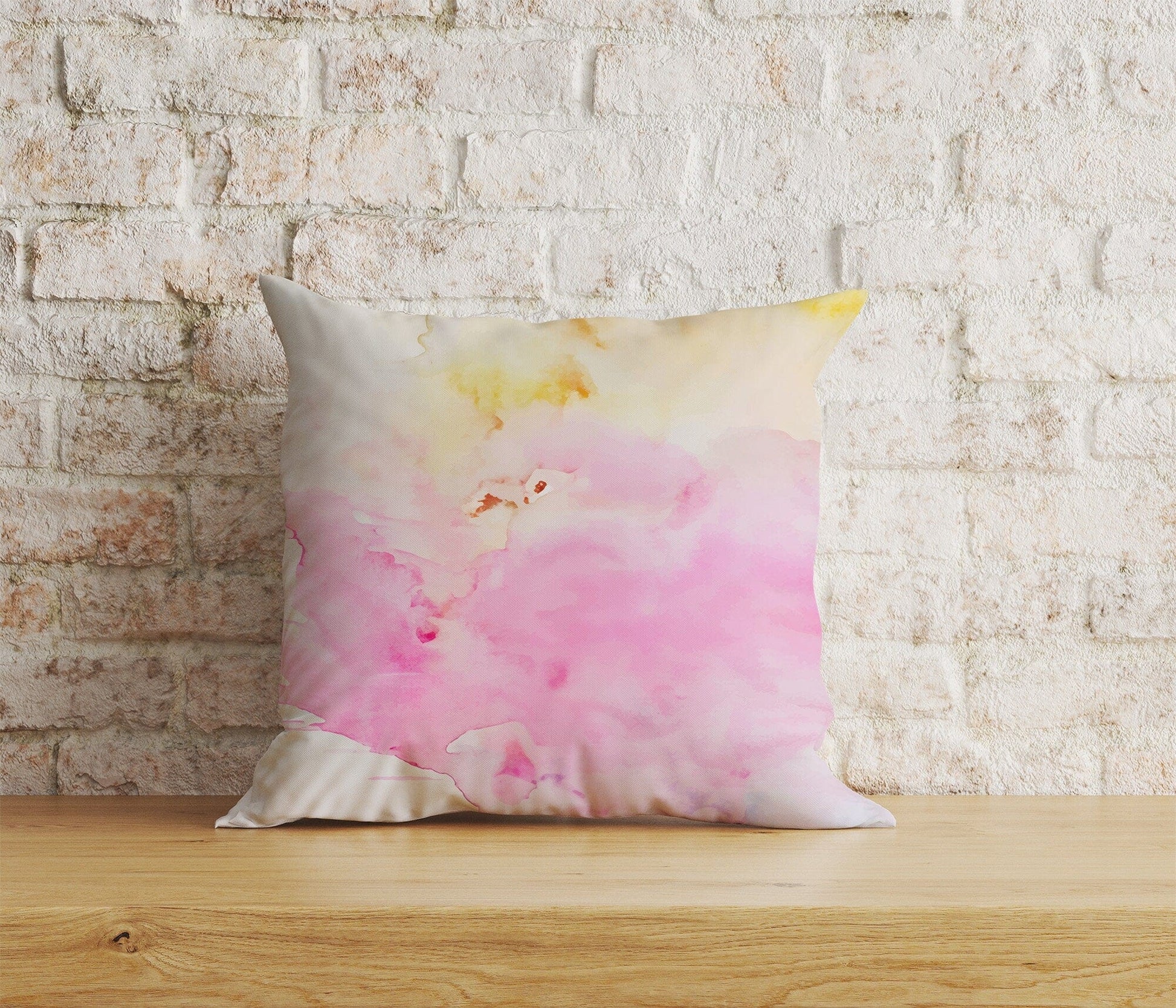 Onay Home Textile 8 / 12 x 12 inch (30 x 30 cm) Double Side Pink Watercolor Pattern Cushion Cover Pink Ebru Pillowcase