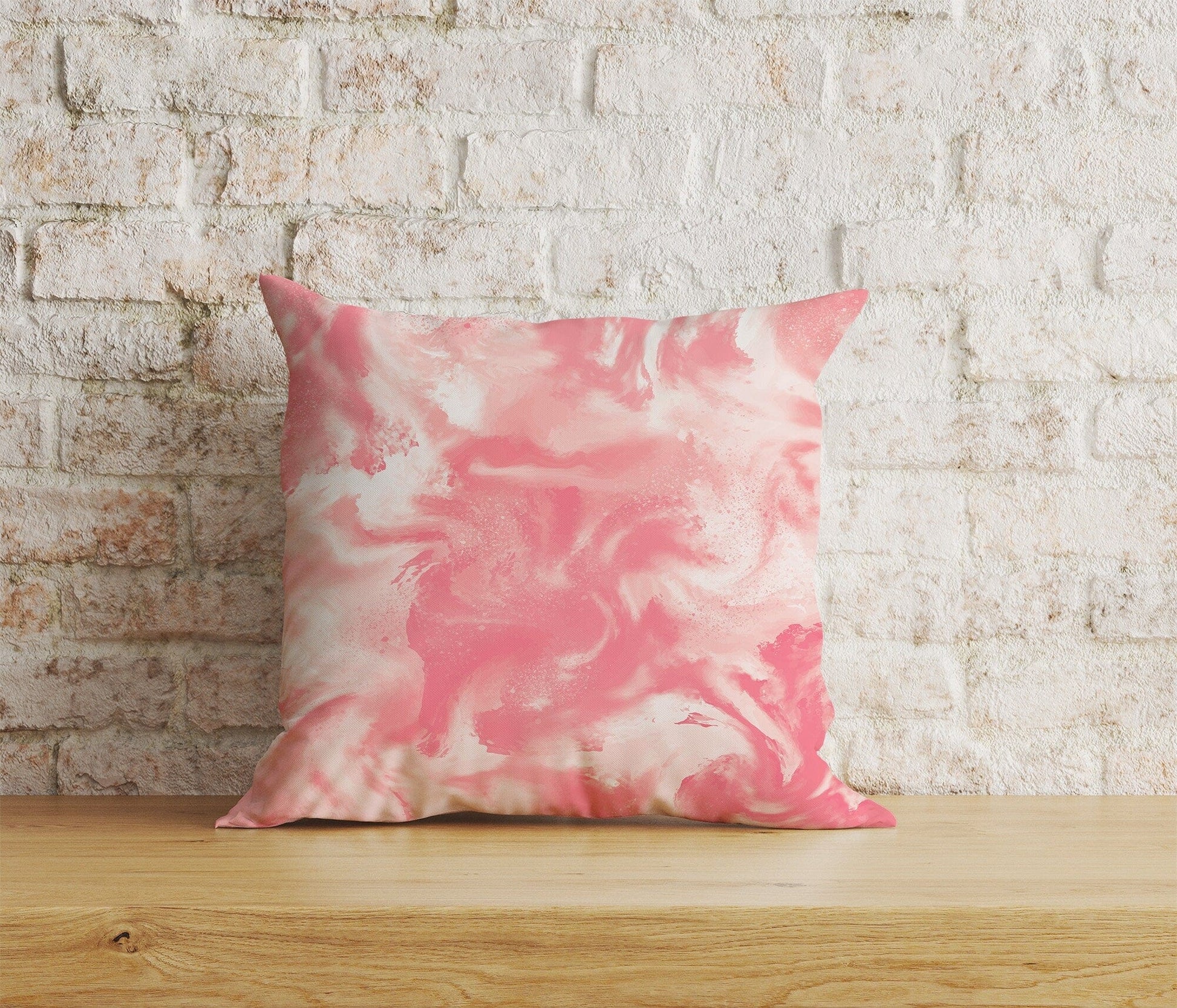 Onay Home Textile 7 / 12 x 12 inch (30 x 30 cm) Double Side Pink Watercolor Pattern Cushion Cover Pink Ebru Pillowcase
