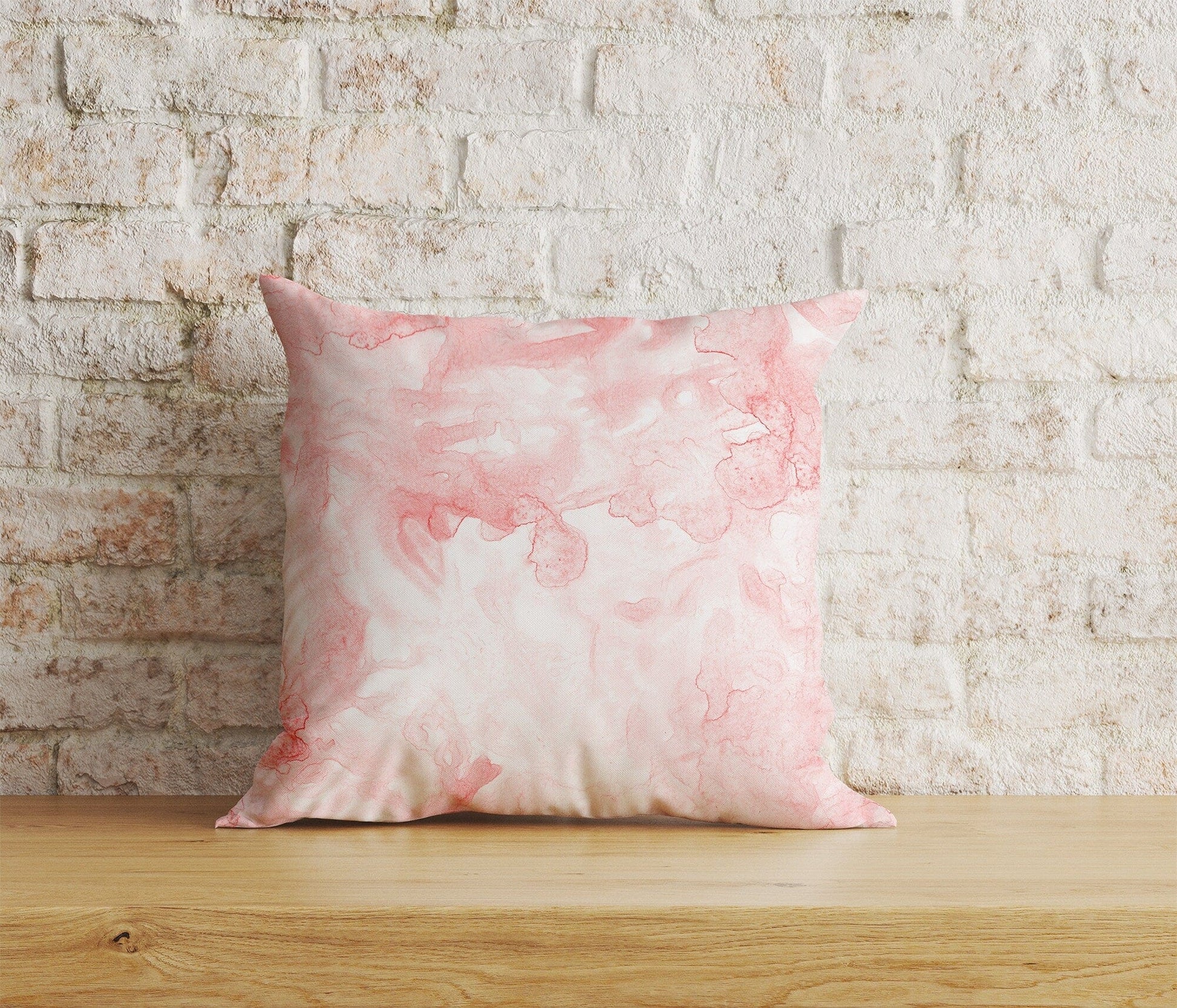 Onay Home Textile 5 / 12 x 12 inch (30 x 30 cm) Double Side Pink Watercolor Pattern Cushion Cover Pink Ebru Pillowcase