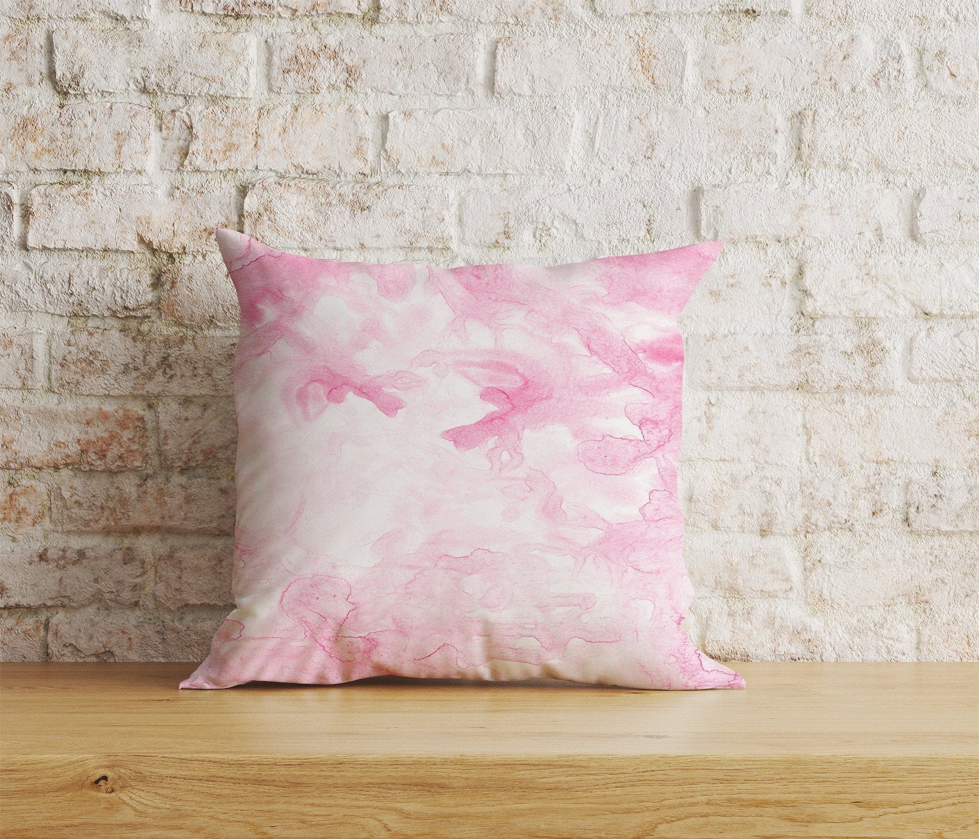 Onay Home Textile 4 / 12 x 12 inch (30 x 30 cm) Double Side Pink Watercolor Pattern Cushion Cover Pink Ebru Pillowcase