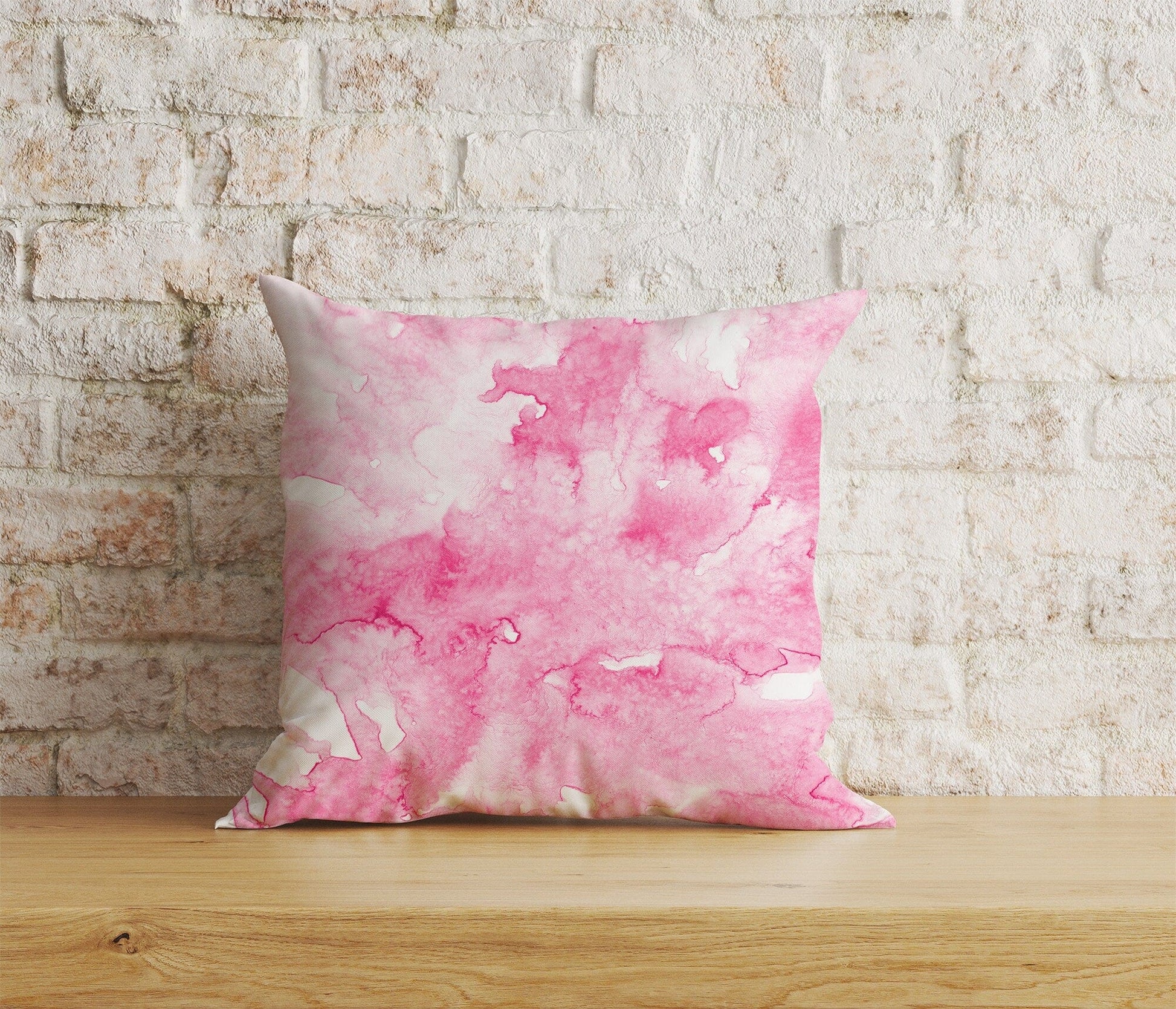 Onay Home Textile 3 / 12 x 12 inch (30 x 30 cm) Double Side Pink Watercolor Pattern Cushion Cover Pink Ebru Pillowcase