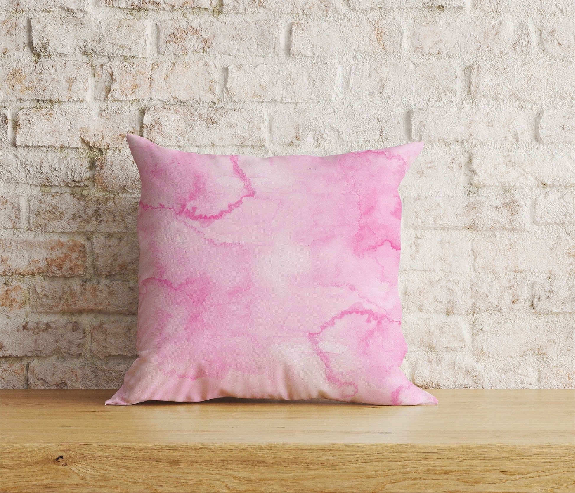 Onay Home Textile 2 / 12 x 12 inch (30 x 30 cm) Double Side Pink Watercolor Pattern Cushion Cover Pink Ebru Pillowcase