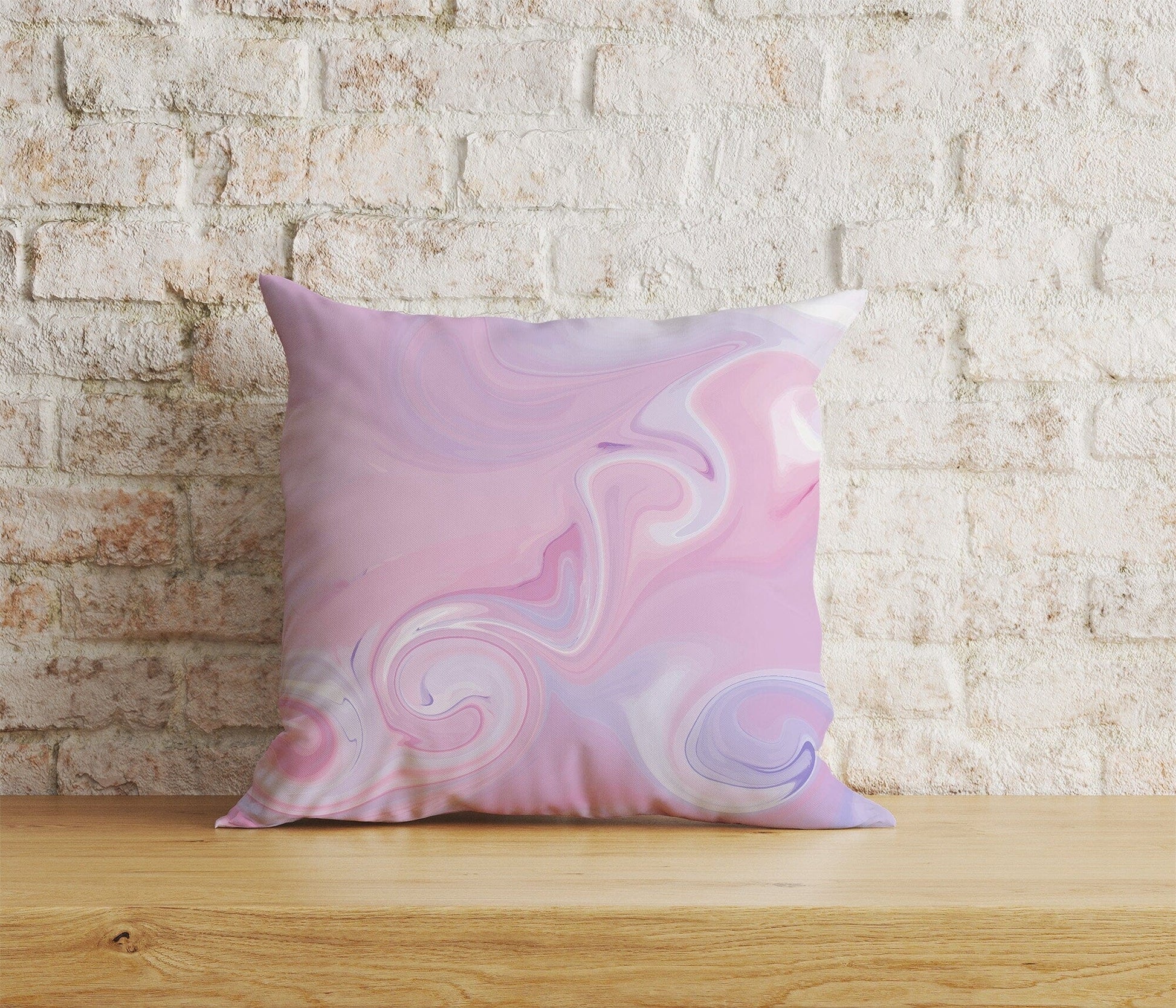 Onay Home Textile 1 / 12 x 12 inch (30 x 30 cm) Double Side Pink Watercolor Pattern Cushion Cover Pink Ebru Pillowcase
