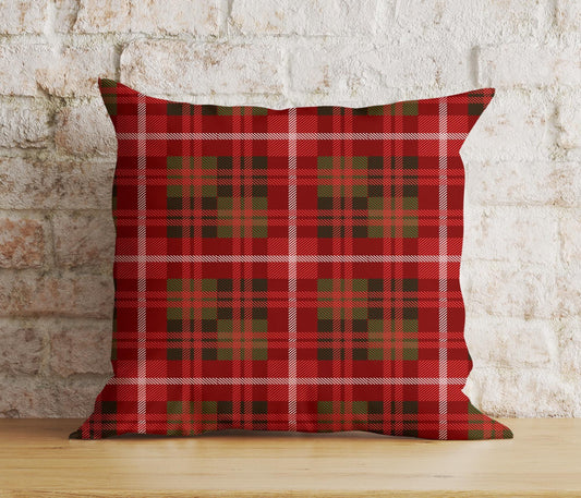 Onay 2 / 12 x 12 inch (30 x 30 cm) Double Side Plaid Pattern Christmas Green & Red Cushion Covers