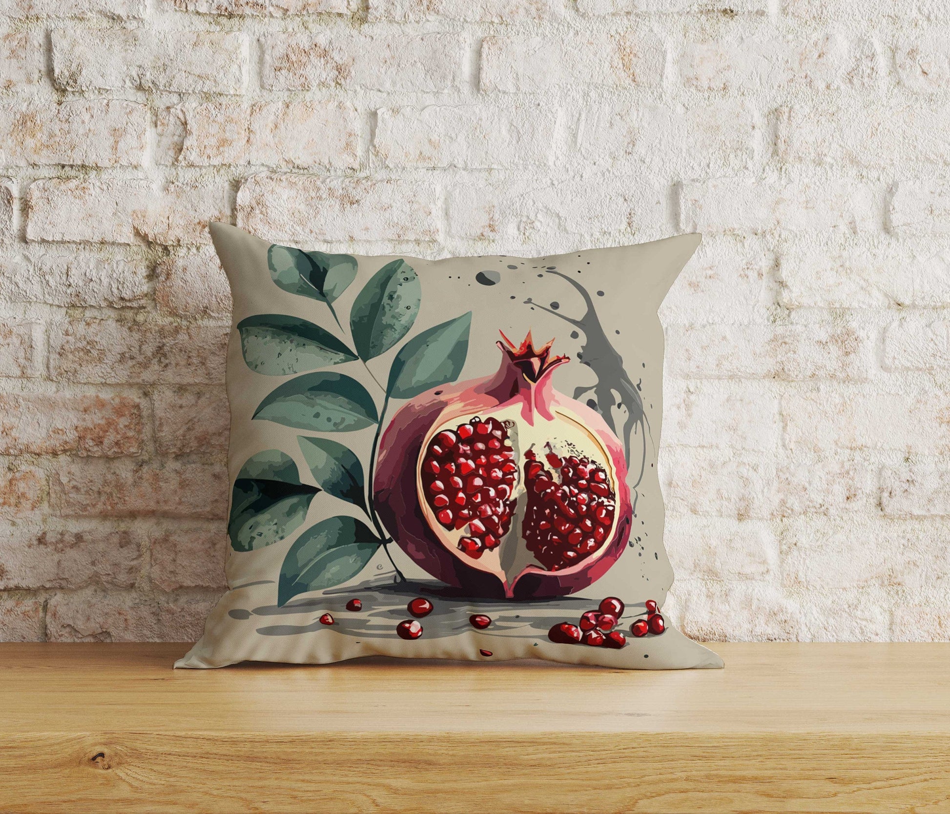 Onay Home Textile Cushion Covers 6 / 12 x 12 inch (30 x 30 cm) Double Side Pomegranate Cushion Cover Fresh Fruit Vintage Pillow Cover
