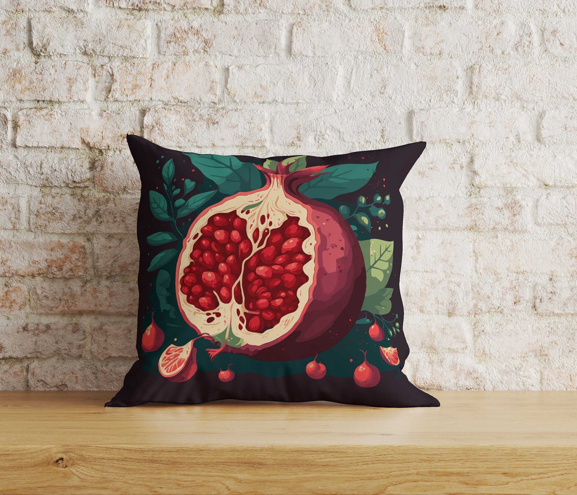Onay Home Textile Cushion Covers 5 / 12 x 12 inch (30 x 30 cm) Double Side Pomegranate Cushion Cover Fresh Fruit Vintage Pillow Cover