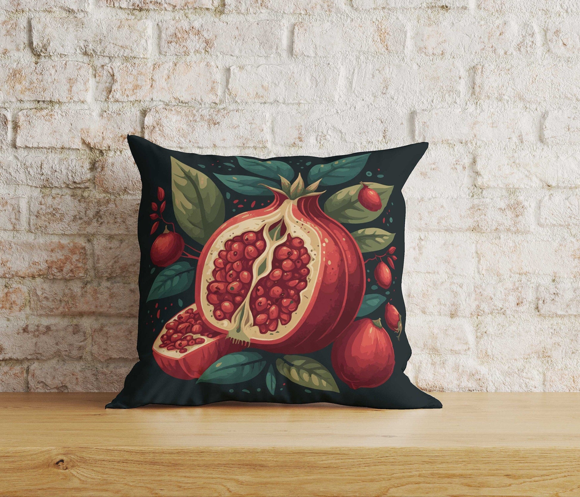 Onay Home Textile Cushion Covers 4 / 12 x 12 inch (30 x 30 cm) Double Side Pomegranate Cushion Cover Fresh Fruit Vintage Pillow Cover