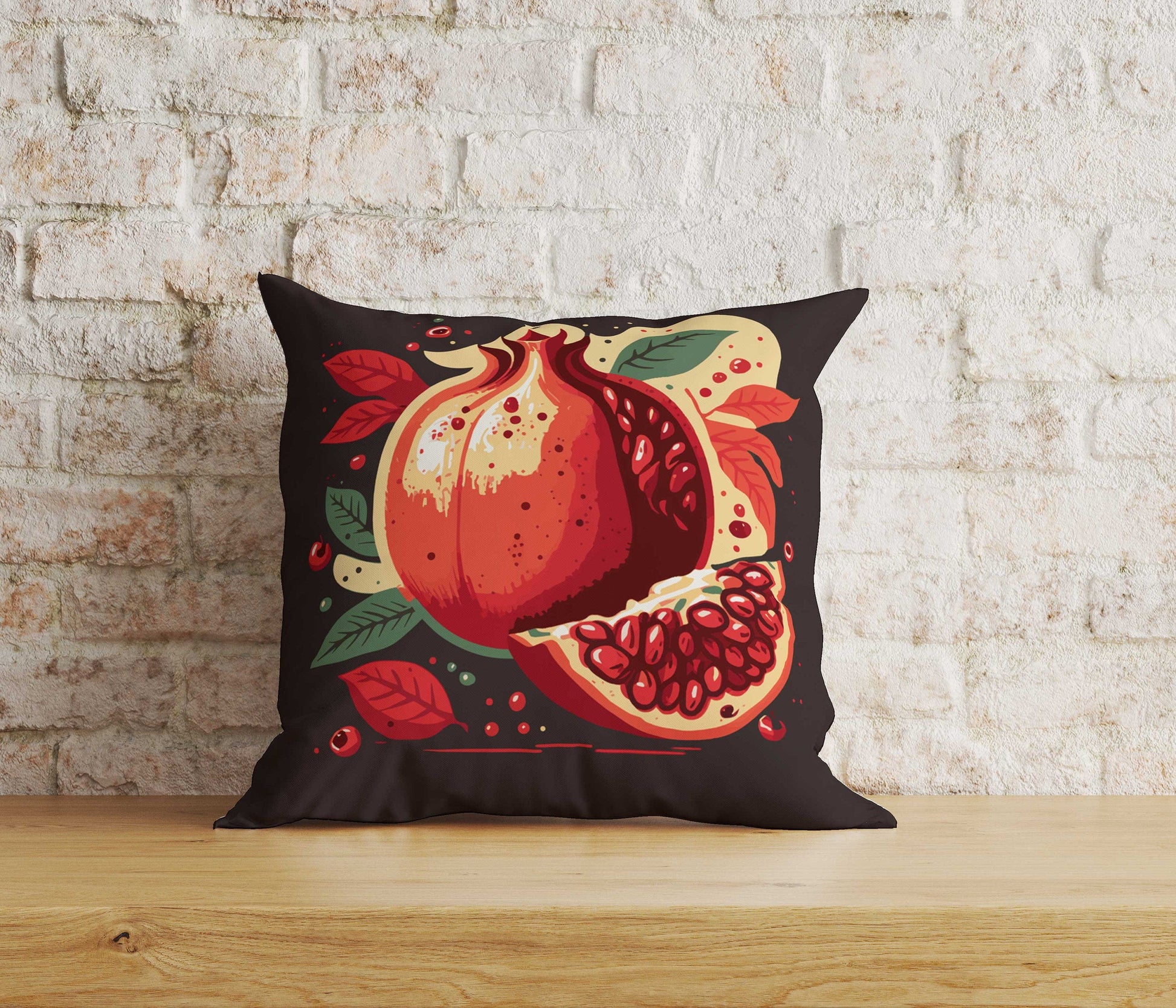 Onay Home Textile Cushion Covers 3 / 12 x 12 inch (30 x 30 cm) Double Side Pomegranate Cushion Cover Fresh Fruit Vintage Pillow Cover