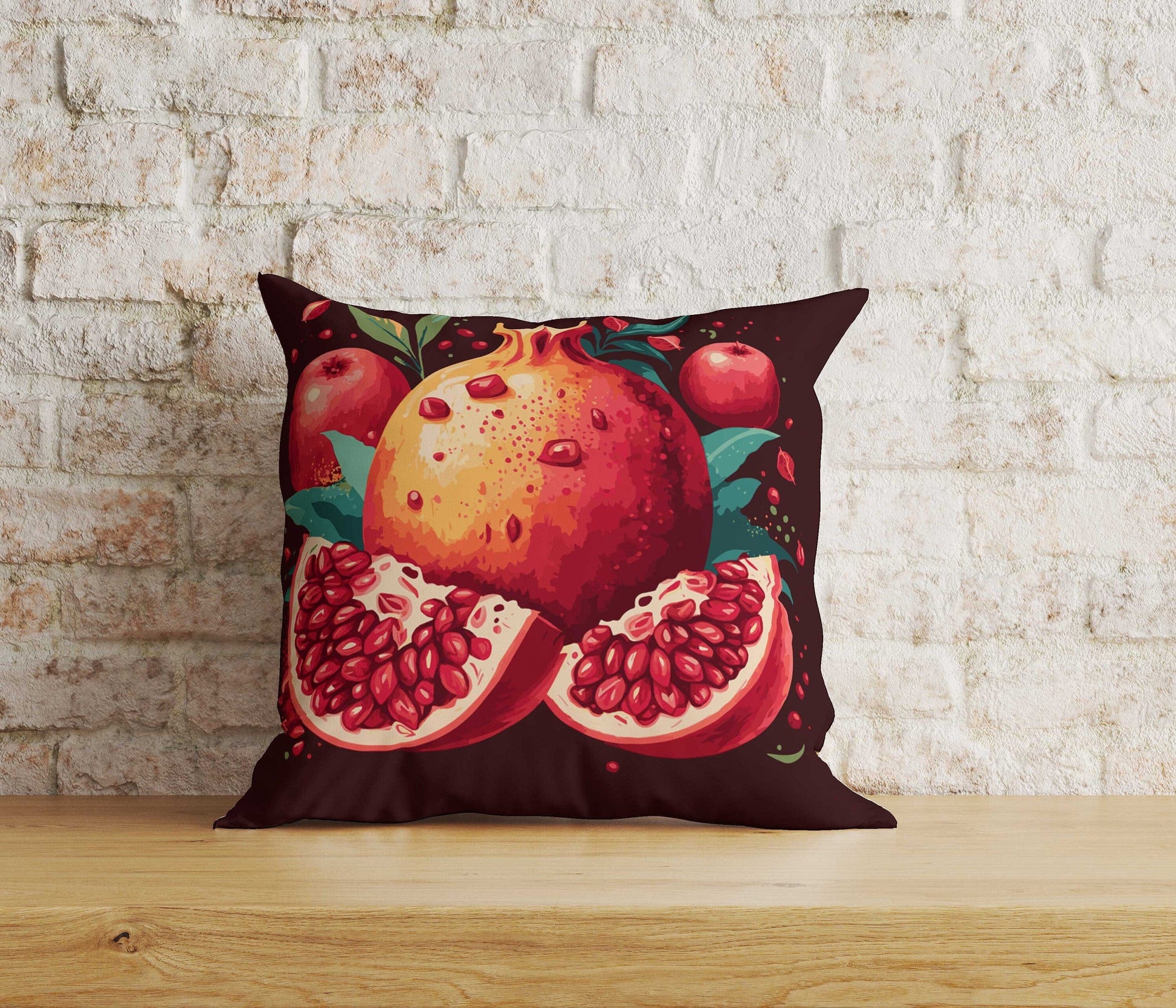 Onay Home Textile Cushion Covers 2 / 12 x 12 inch (30 x 30 cm) Double Side Pomegranate Cushion Cover Fresh Fruit Vintage Pillow Cover