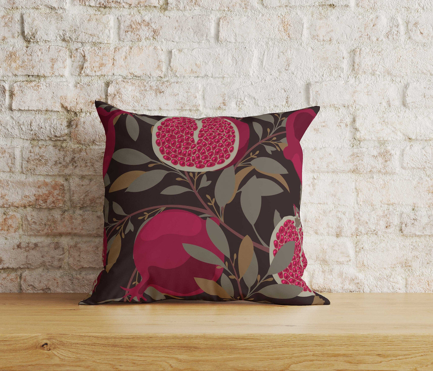 Onay Home Textile Cushion Covers 1 / 12 x 12 inch (30 x 30 cm) Double Side Pomegranate Cushion Cover Fresh Fruit Vintage Pillow Cover