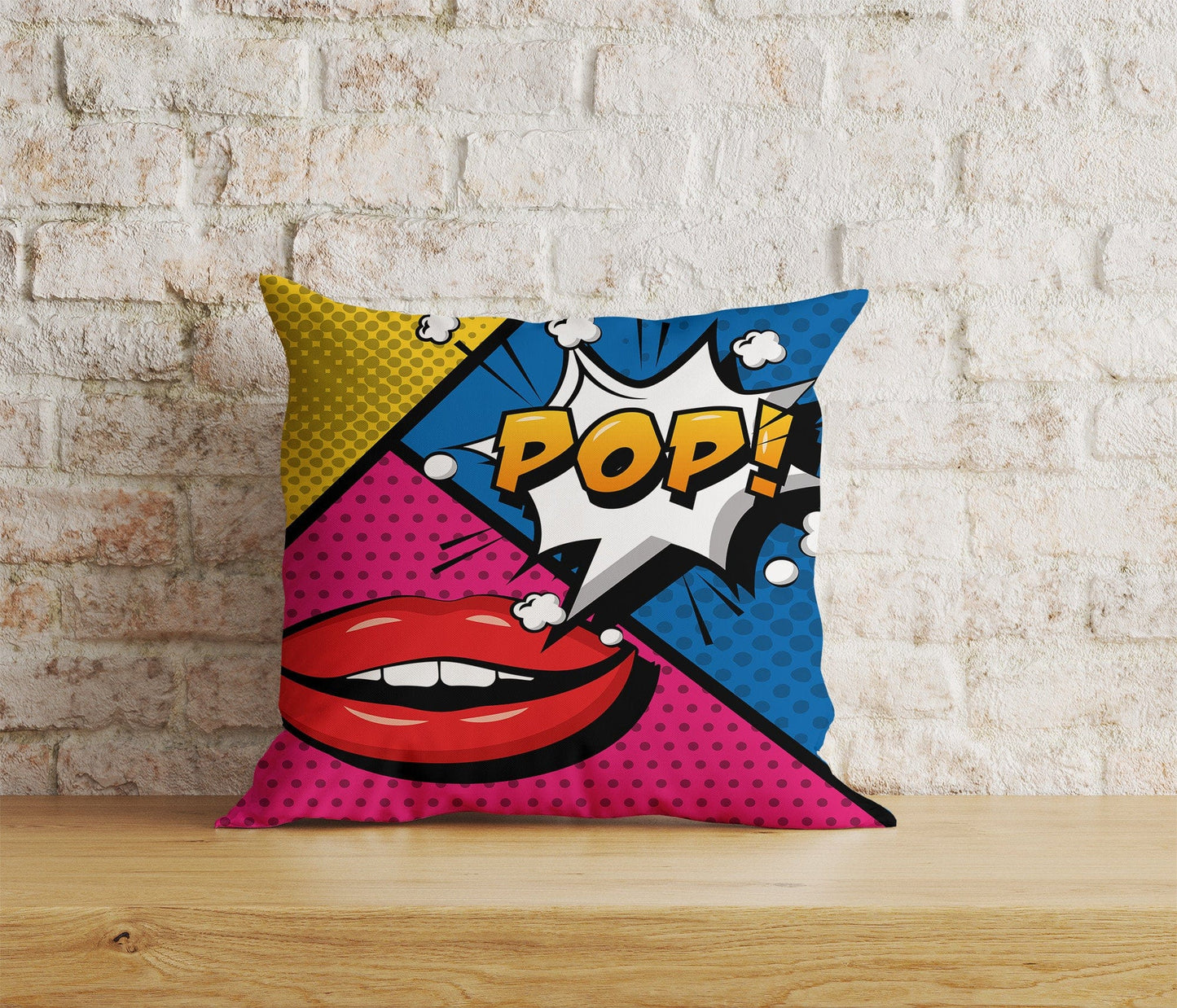 Onay Home Textile Cushion Covers 6 / 12 x 12 inch (30 x 30 cm) Double Side Pop Art Cushion Cover Lips Wow Pop Art Woman Pillow Covers