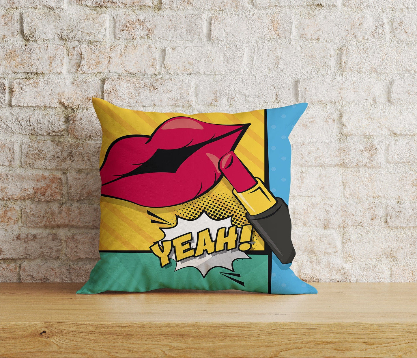 Onay Home Textile Cushion Covers 5 / 12 x 12 inch (30 x 30 cm) Double Side Pop Art Cushion Cover Lips Wow Pop Art Woman Pillow Covers