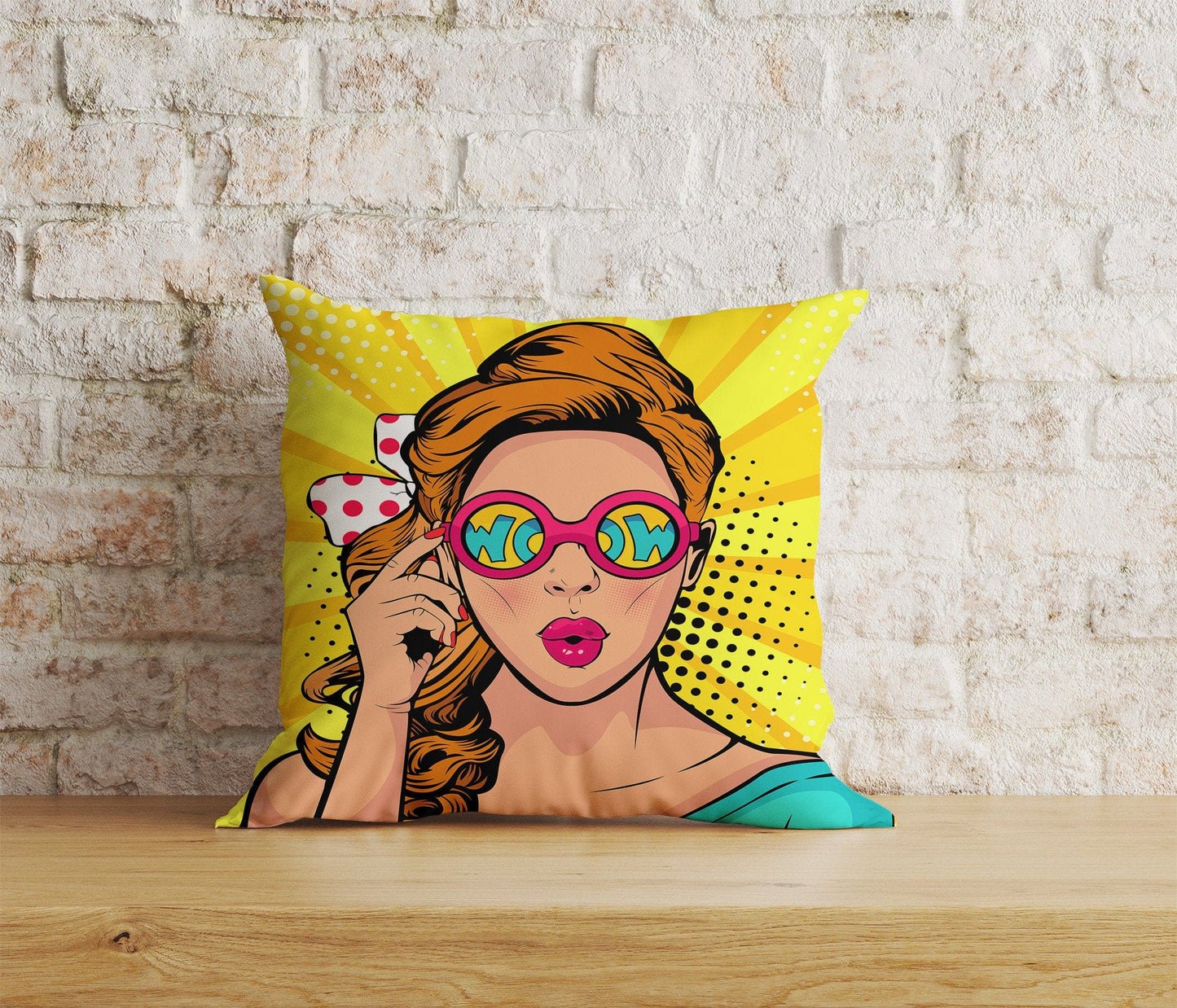 Onay Home Textile Cushion Covers 4 / 12 x 12 inch (30 x 30 cm) Double Side Pop Art Cushion Cover Lips Wow Pop Art Woman Pillow Covers