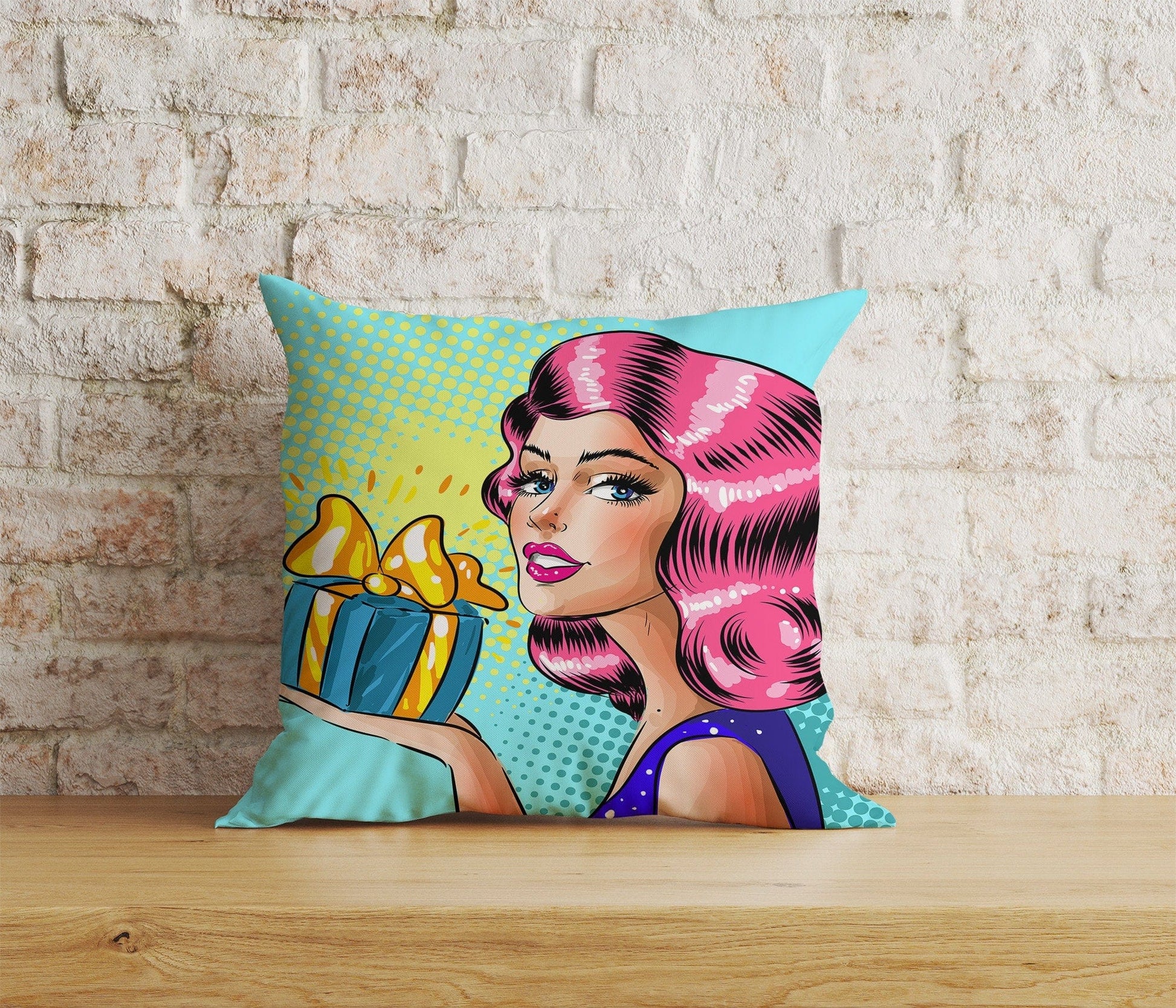 Onay Home Textile Cushion Covers 7 / 12 x 12 inch (30 x 30 cm) Double Side Pop Art Pillow Case OMG-OH Yeah Lips Pop Art Cushion Cover