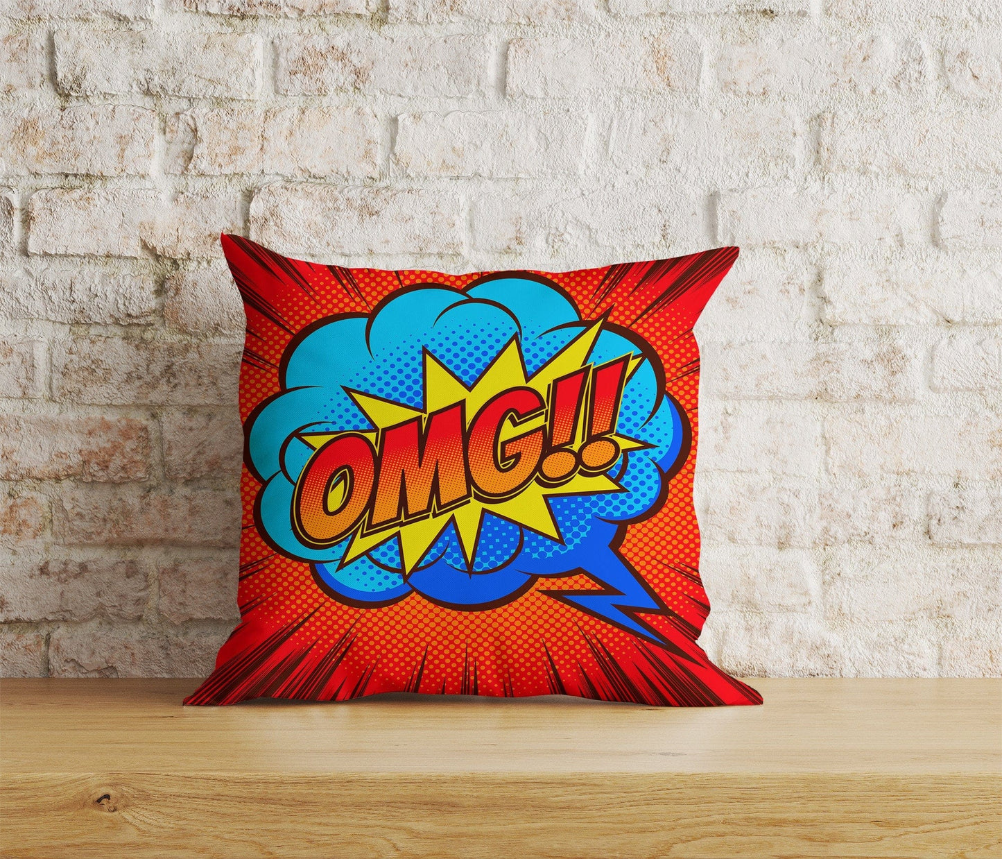 Onay Home Textile Cushion Covers 3 / 12 x 12 inch (30 x 30 cm) Double Side Pop Art Pillow Case OMG-OH Yeah Lips Pop Art Cushion Cover