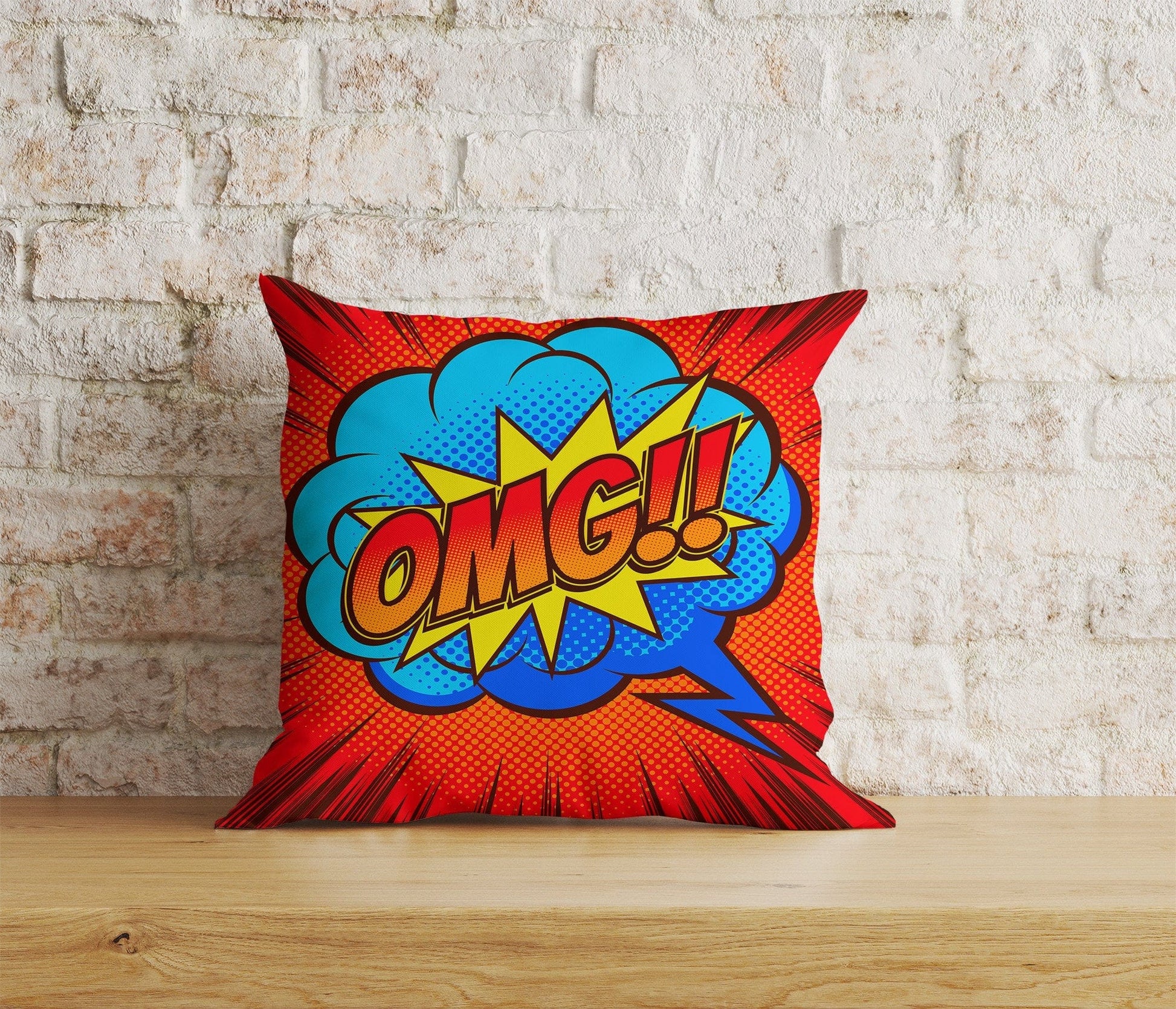 Onay Home Textile Cushion Covers 3 / 12 x 12 inch (30 x 30 cm) Double Side Pop Art Pillow Case OMG-OH Yeah Lips Pop Art Cushion Cover