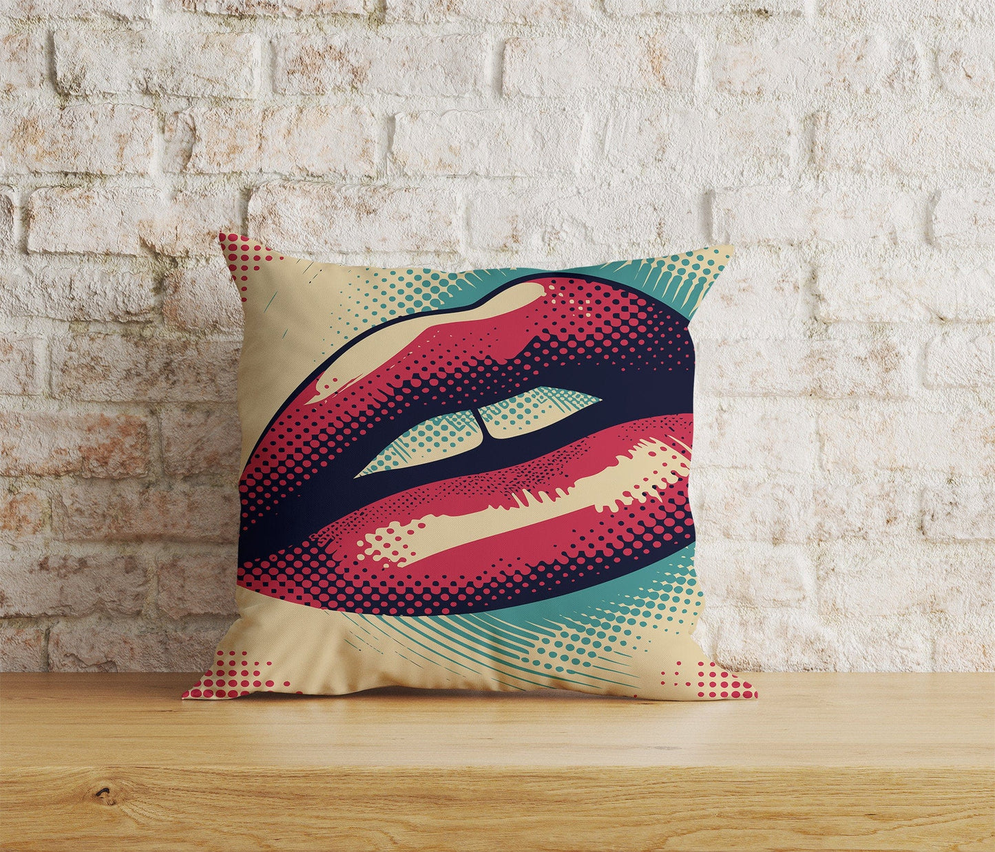 Onay Home Textile Cushion Covers 2 / 12 x 12 inch (30 x 30 cm) Double Side Pop Art Pillow Case OMG-OH Yeah Lips Pop Art Cushion Cover
