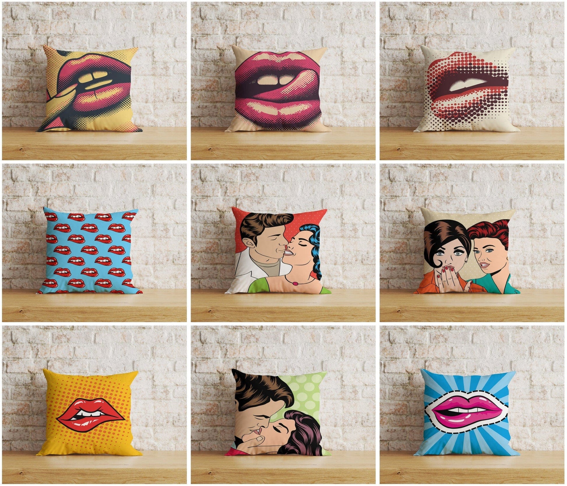 Onay Home Textile Cushion Covers Pop Art Pillow Covers Kissing Cushion Covers Illustration