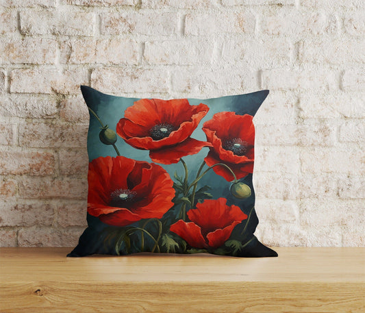 Onay Home Textile Cushion Covers 1 / 12 x 12 inch (30 x 30 cm) Double Side Poppy Poppies Remembrance Day Red Floral Cushion Covers