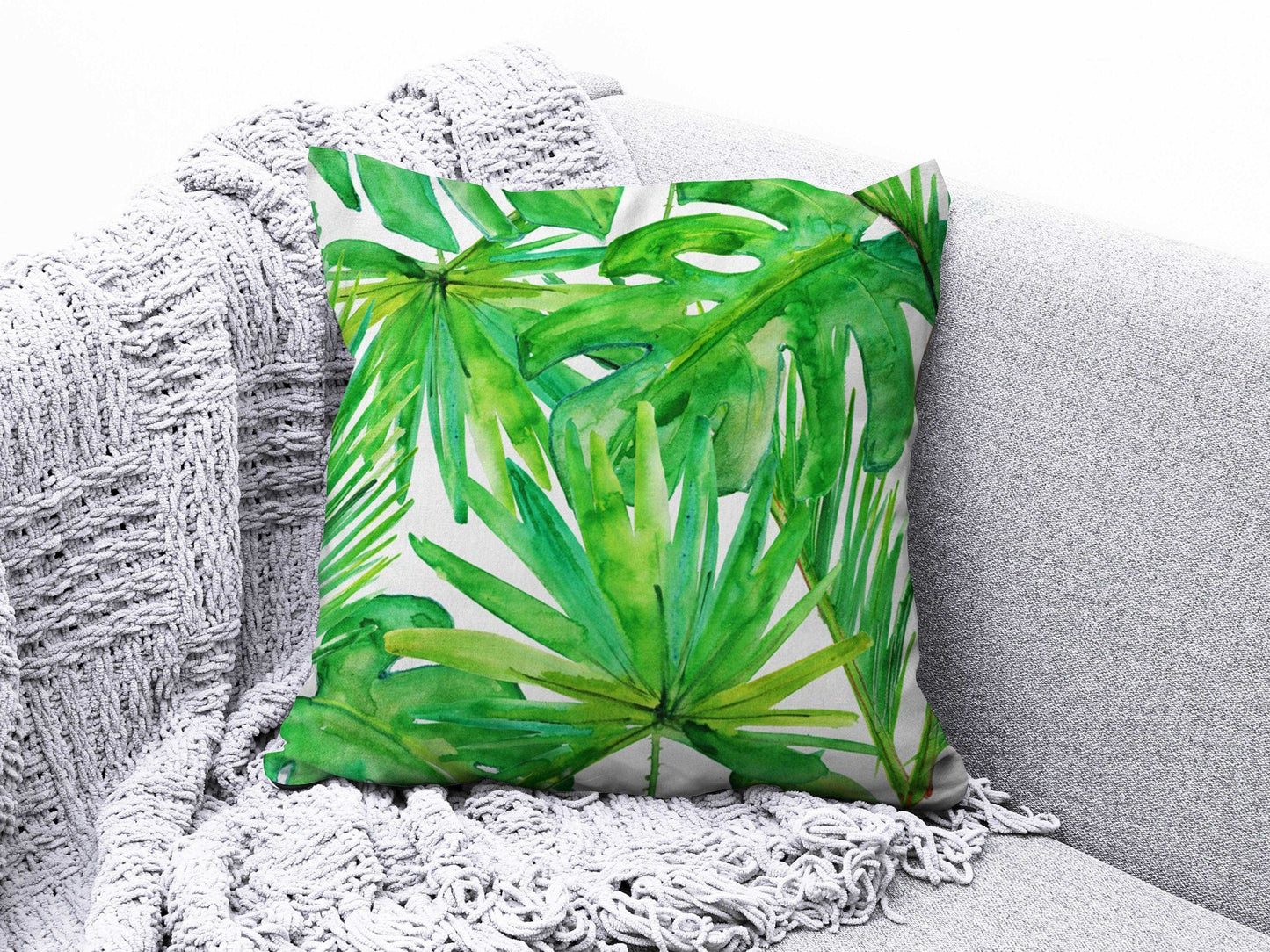 Onay 3 / 12 x 12 inch (30 x 30 cm) Potherb Palm Leaves Print Spring Decoration Cushion Cover