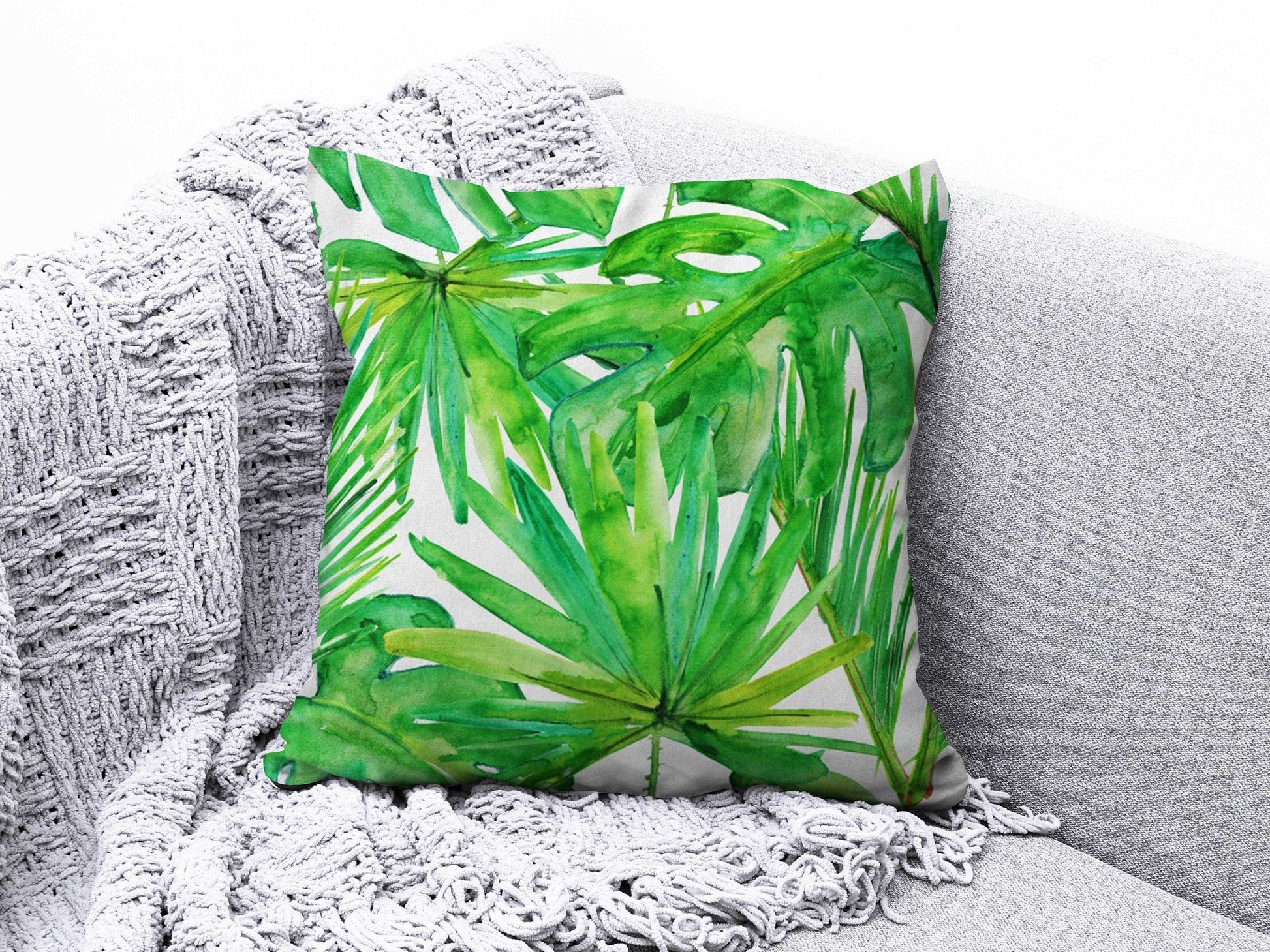 Onay 3 / 12 x 12 inch (30 x 30 cm) Potherb Palm Leaves Print Spring Decoration Cushion Cover