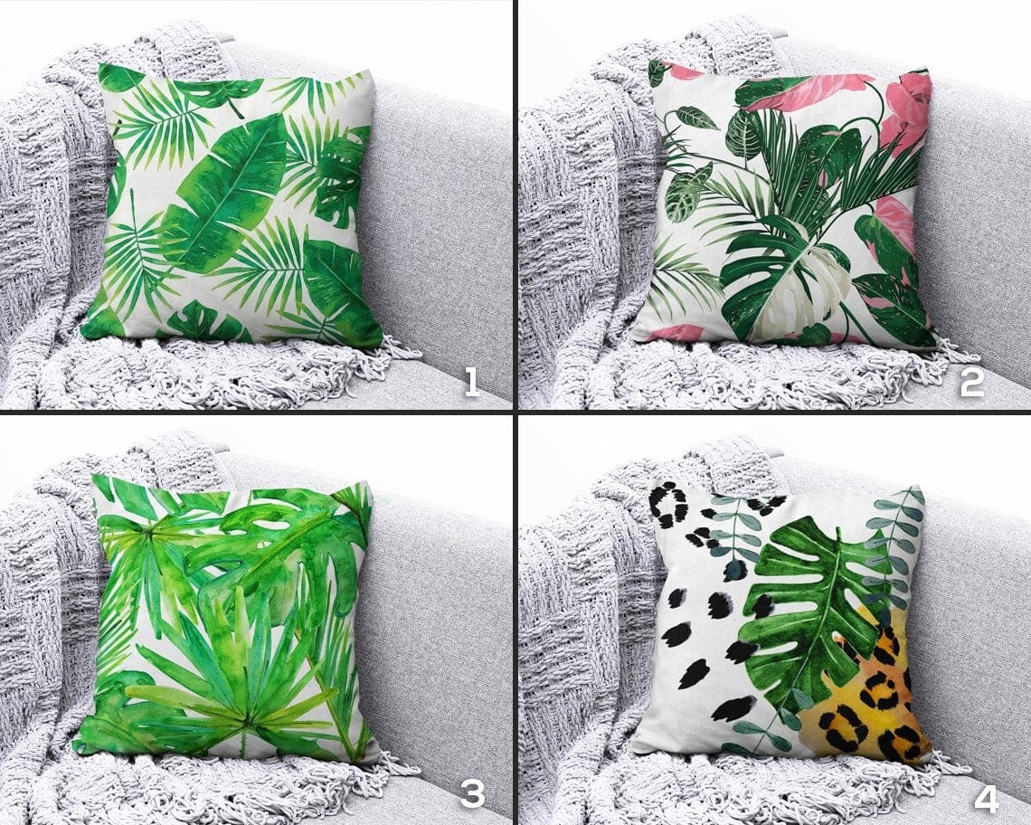 Onay Potherb Palm Leaves Print Spring Decoration Cushion Cover