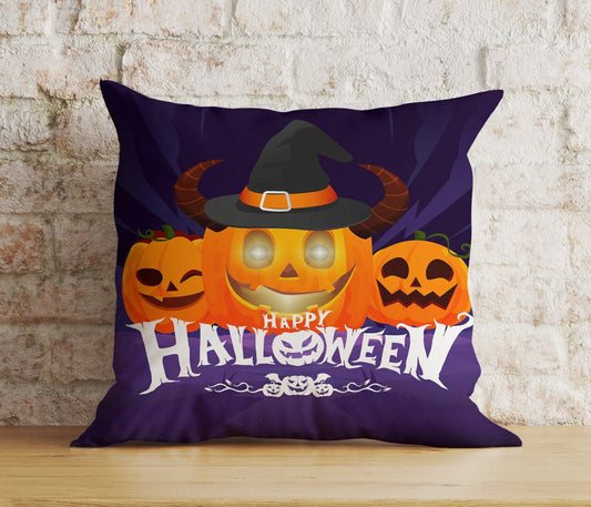 Onay 1 / 12 x 12 inch (30 x 30 cm) Double Side Pumpkin Halloween Party Spider With October 31 Cushion Cover