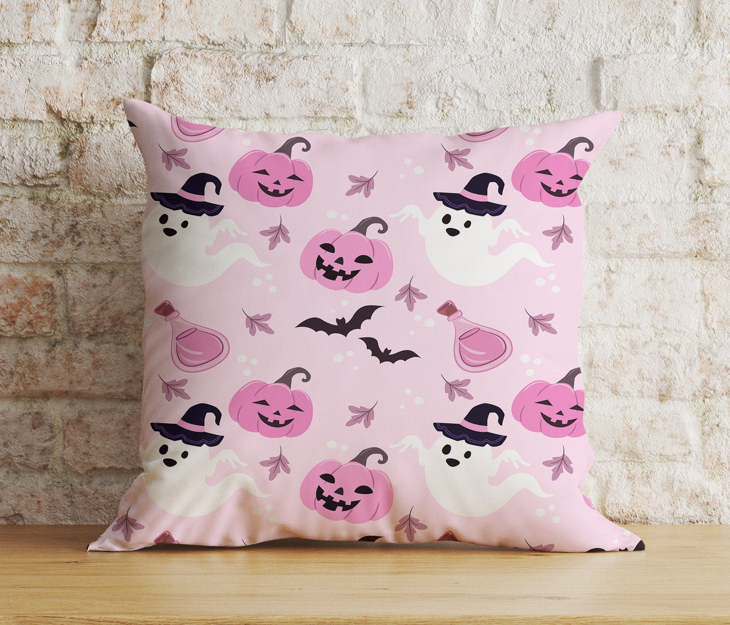 Onay 8 / 12 x 12 inch (30 x 30 cm) Double Side Pumpkin Trick or Treat Pink Magic Happy Halloween Cushion Cover
