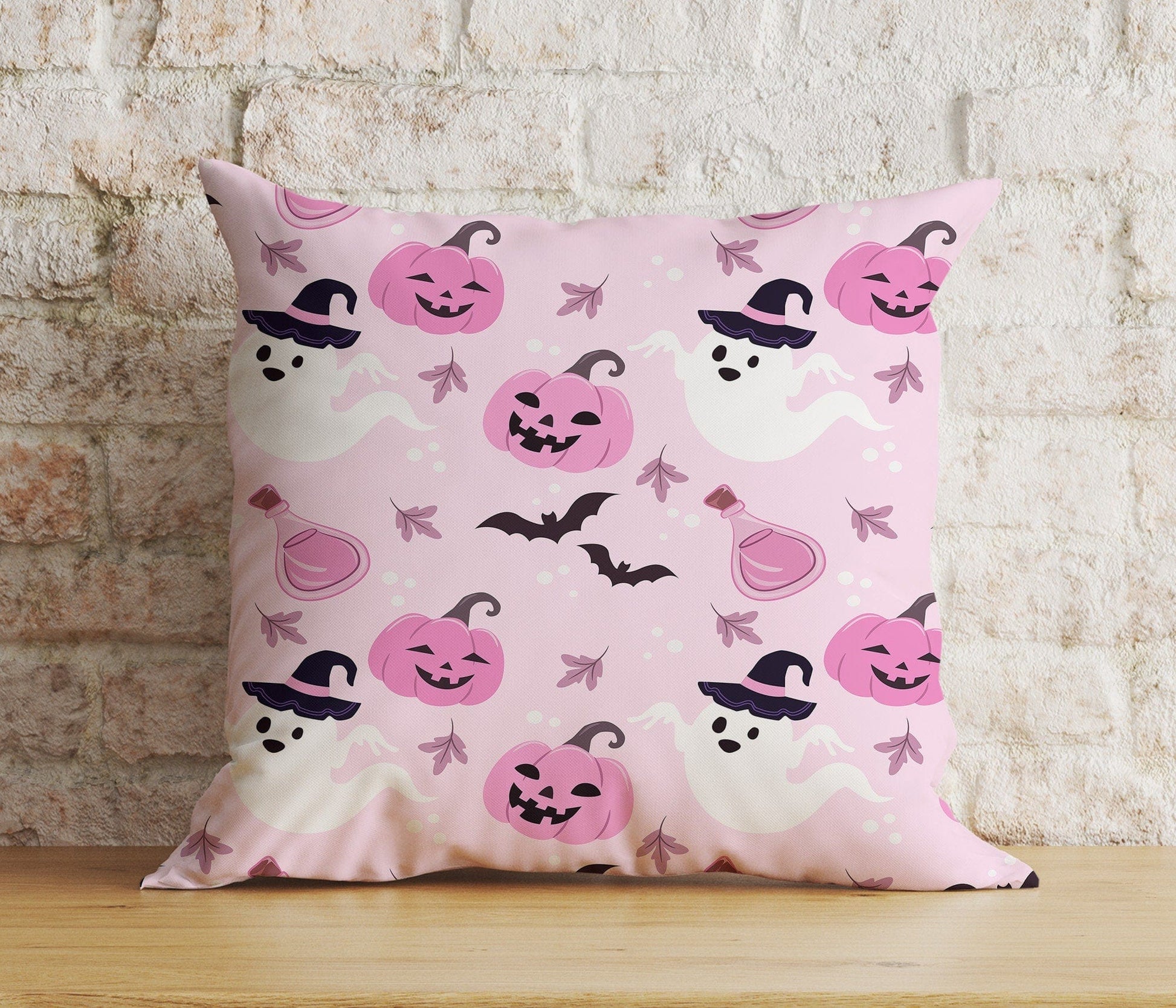 Onay 8 / 12 x 12 inch (30 x 30 cm) Double Side Pumpkin Trick or Treat Pink Magic Happy Halloween Cushion Cover