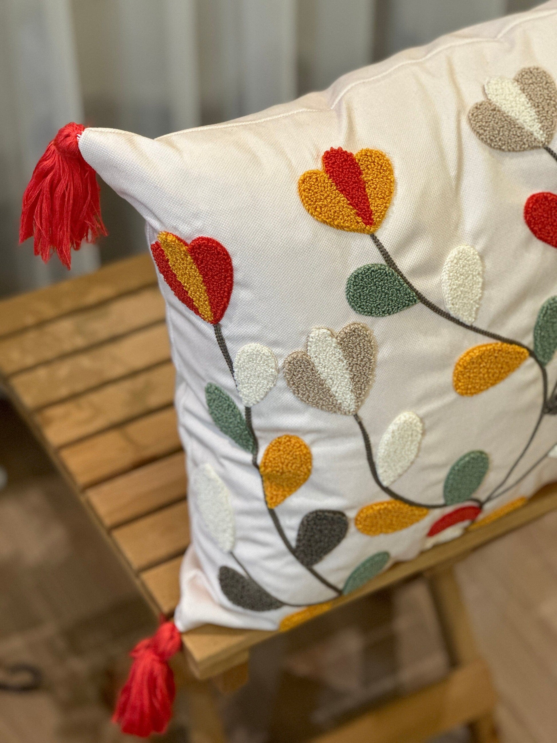 Onay Home Textile Punch Needle Cushion Cover Punch Leaves Needle Cushion Cover Embroidery Multicolor