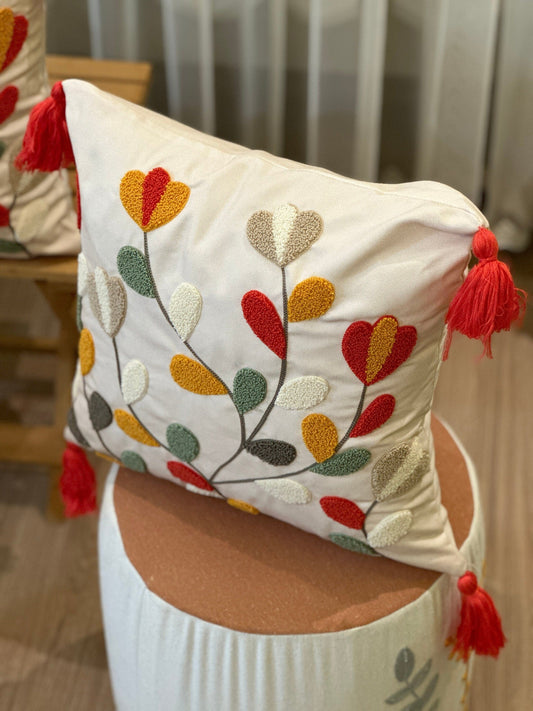 Onay Home Textile Punch Needle Cushion Cover Punch Leaves Needle Cushion Cover Embroidery Multicolor