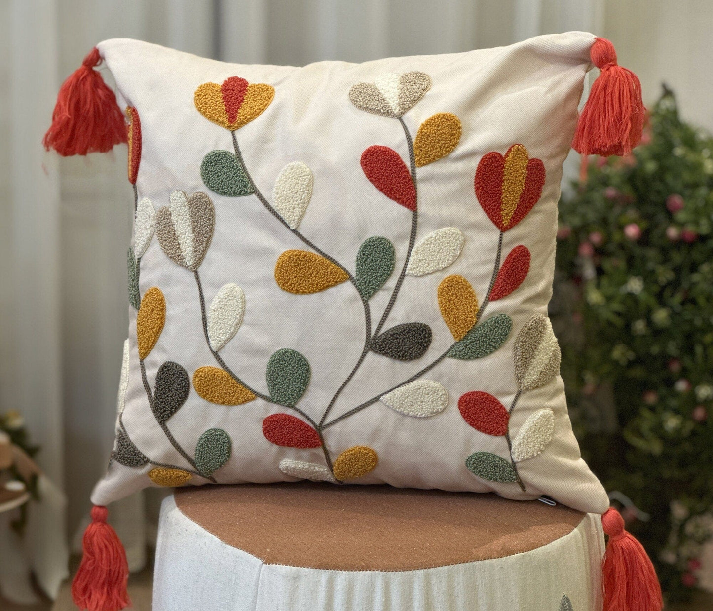 Onay Home Textile Punch Needle Cushion Cover Punch Leaves Needle Cushion Cover Embroidery Multicolor