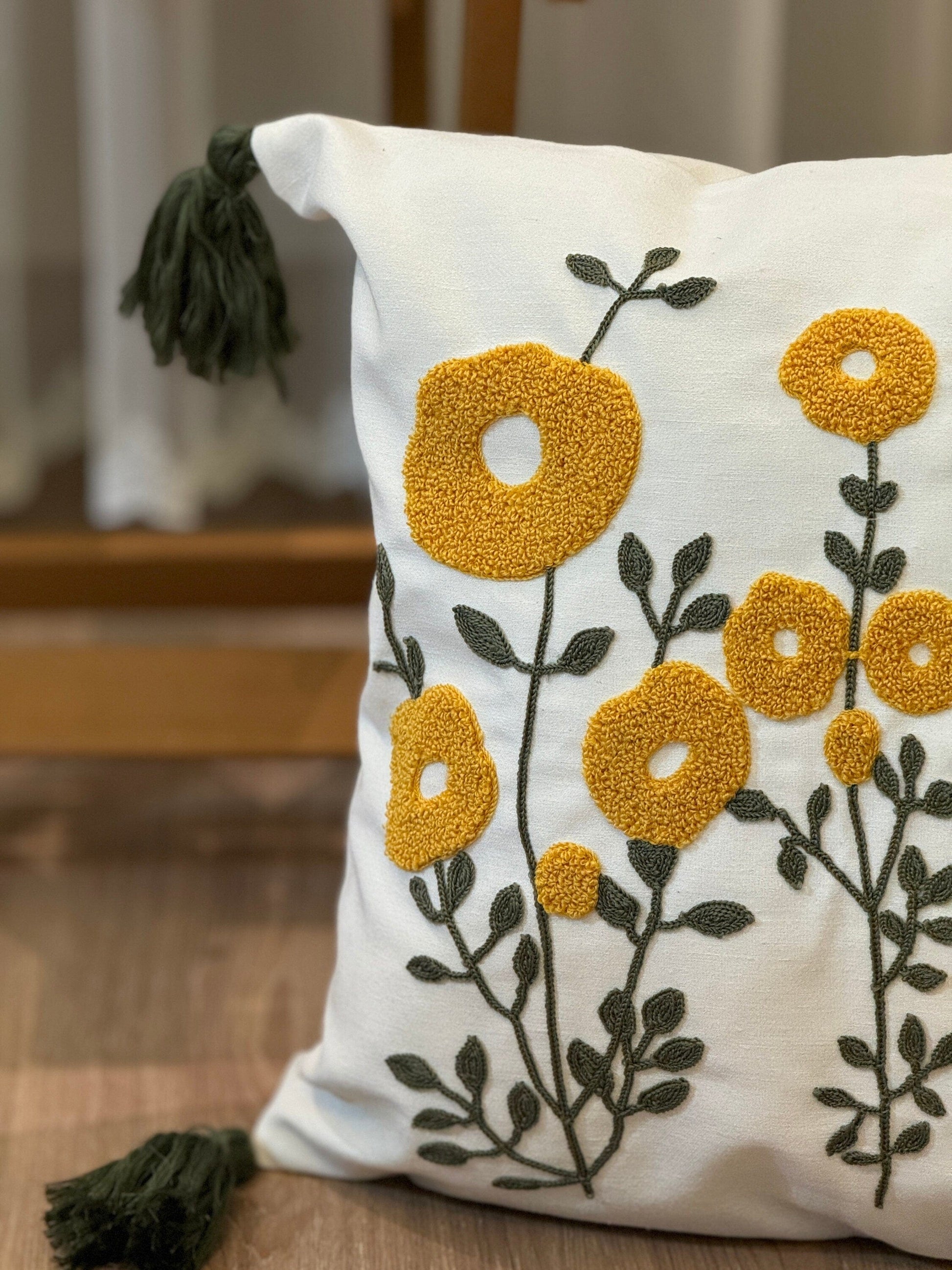 Onay Home Textile Punch Needle Cushion Cover Punch Needle Cushion Cover Embroidery Flower Punch Pillow