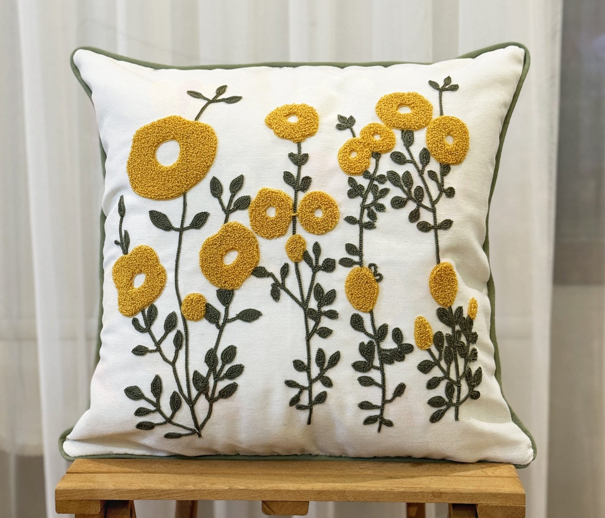 Onay Home Textile Punch Needle Cushion Cover Punch Needle Cushion Cover Embroidery Flower Punch Pillow