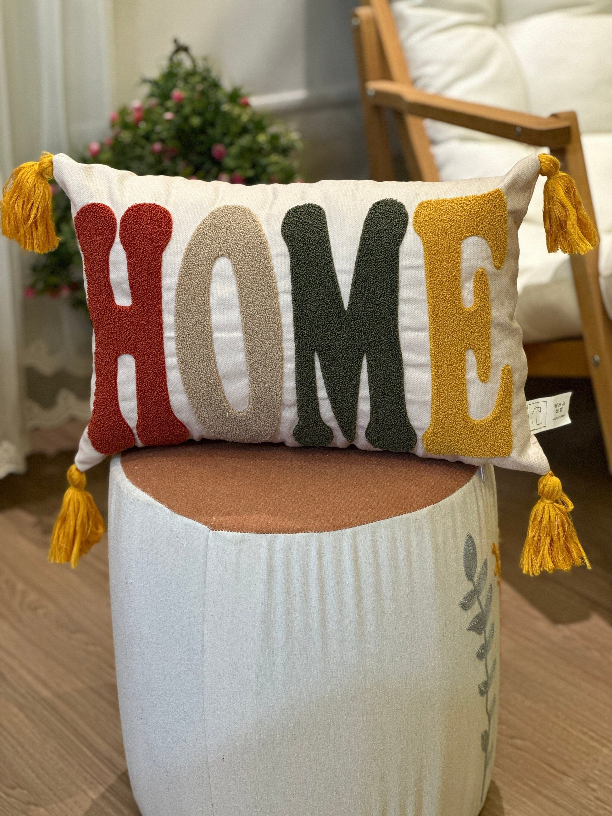 Onay Home Textile Punch Needle Cushion Cover Punch Needle Cushion Cover Home Colorful Tufted Embroidery