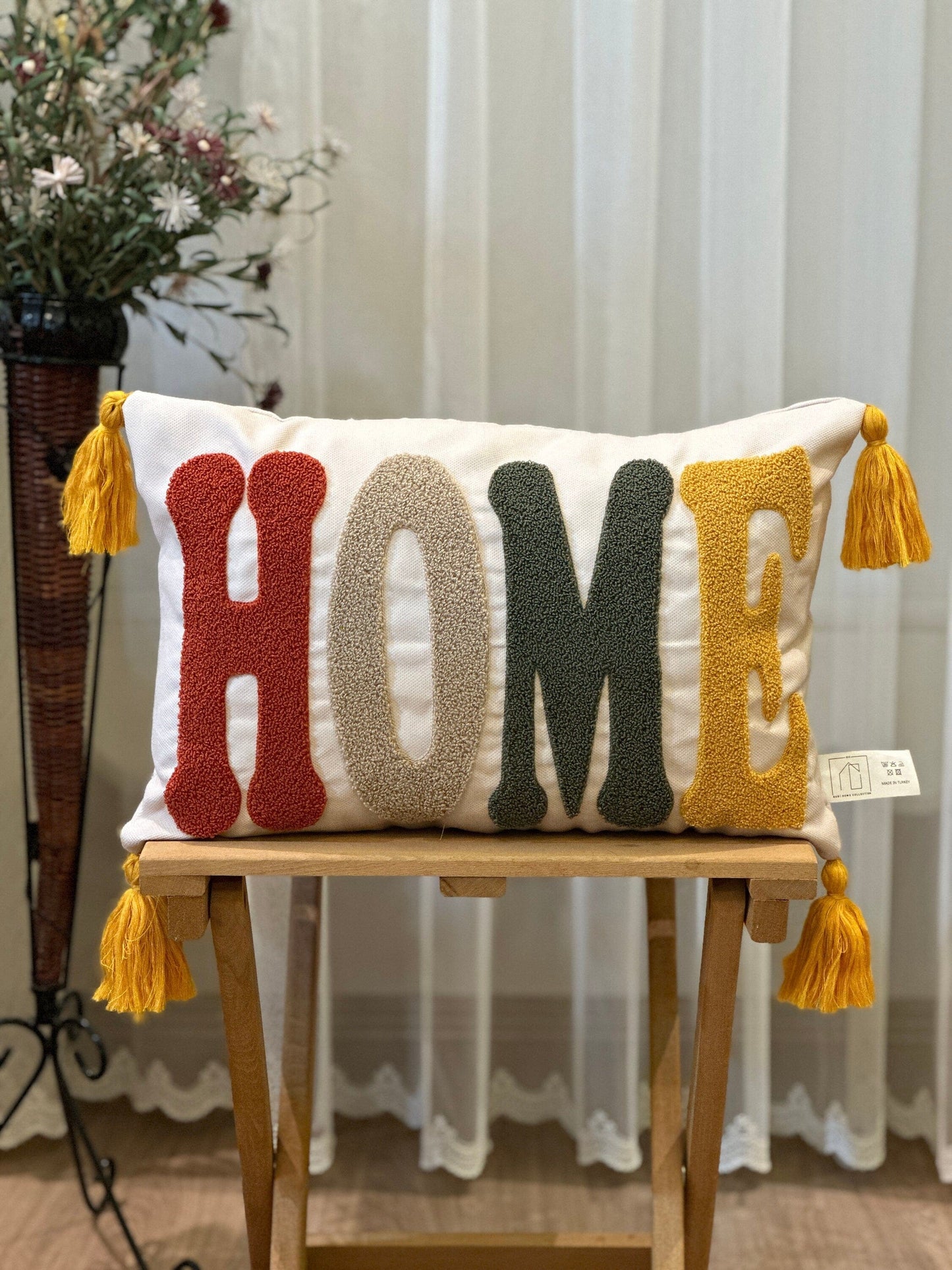 Onay Home Textile Punch Needle Cushion Cover 5 - 12x20 inch Punch Needle Cushion Cover Home Colorful Tufted Embroidery