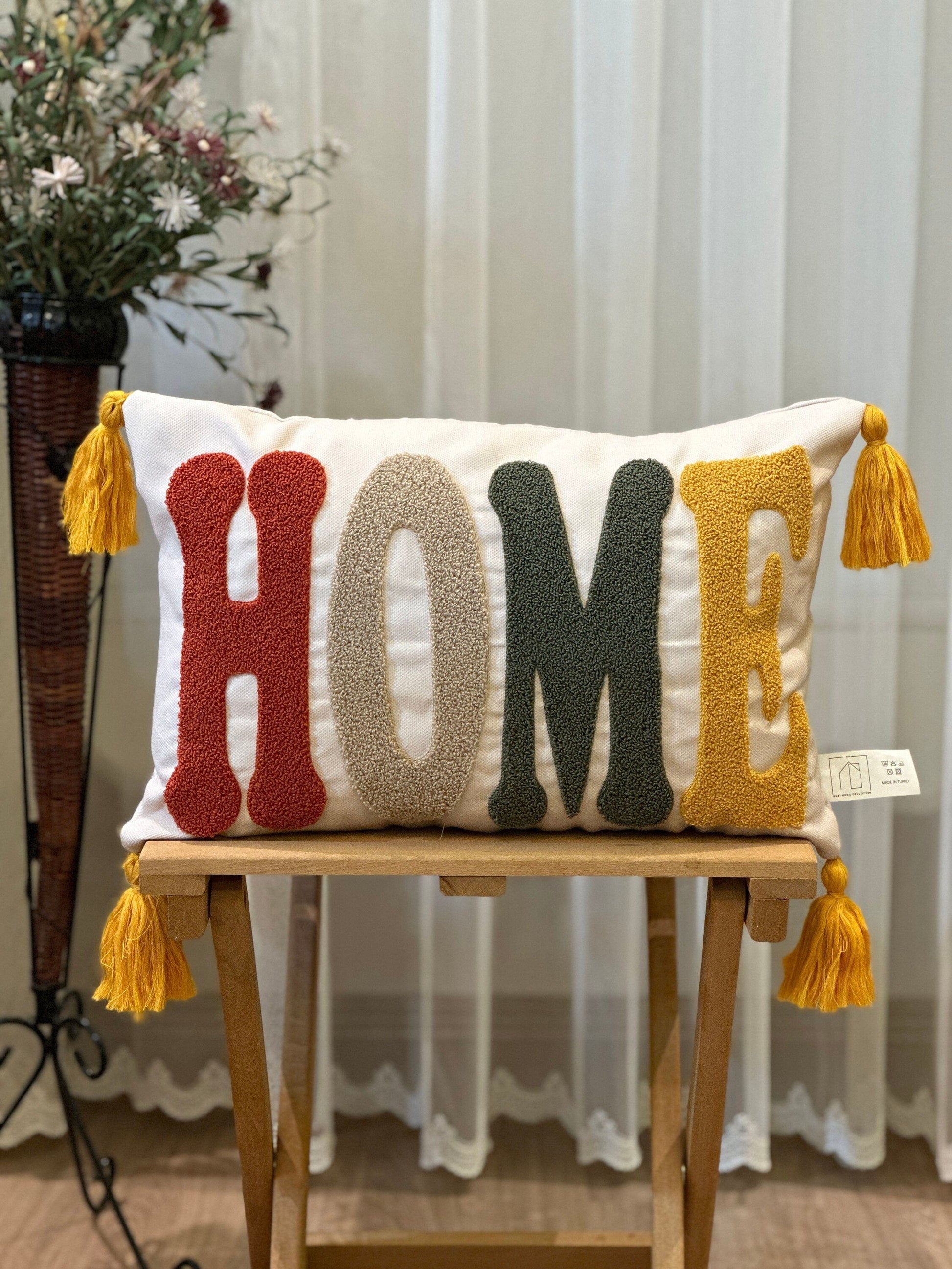 Onay Home Textile Punch Needle Cushion Cover 5 - 12x20 inch Punch Needle Cushion Cover Home Colorful Tufted Embroidery