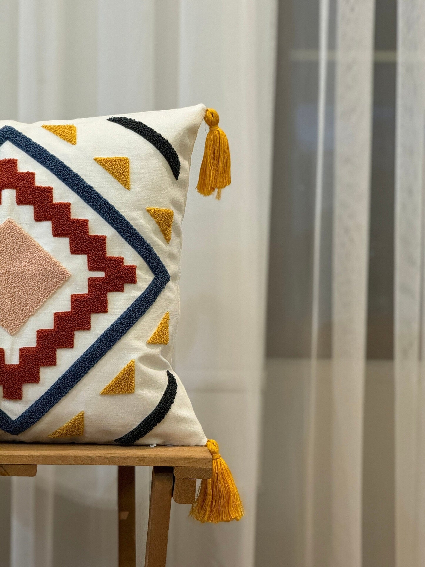 Onay Home Textile Punch Needle Cushion Cover Punch Needle Pillow Cover Kit Geometric Punch Cushion Cover